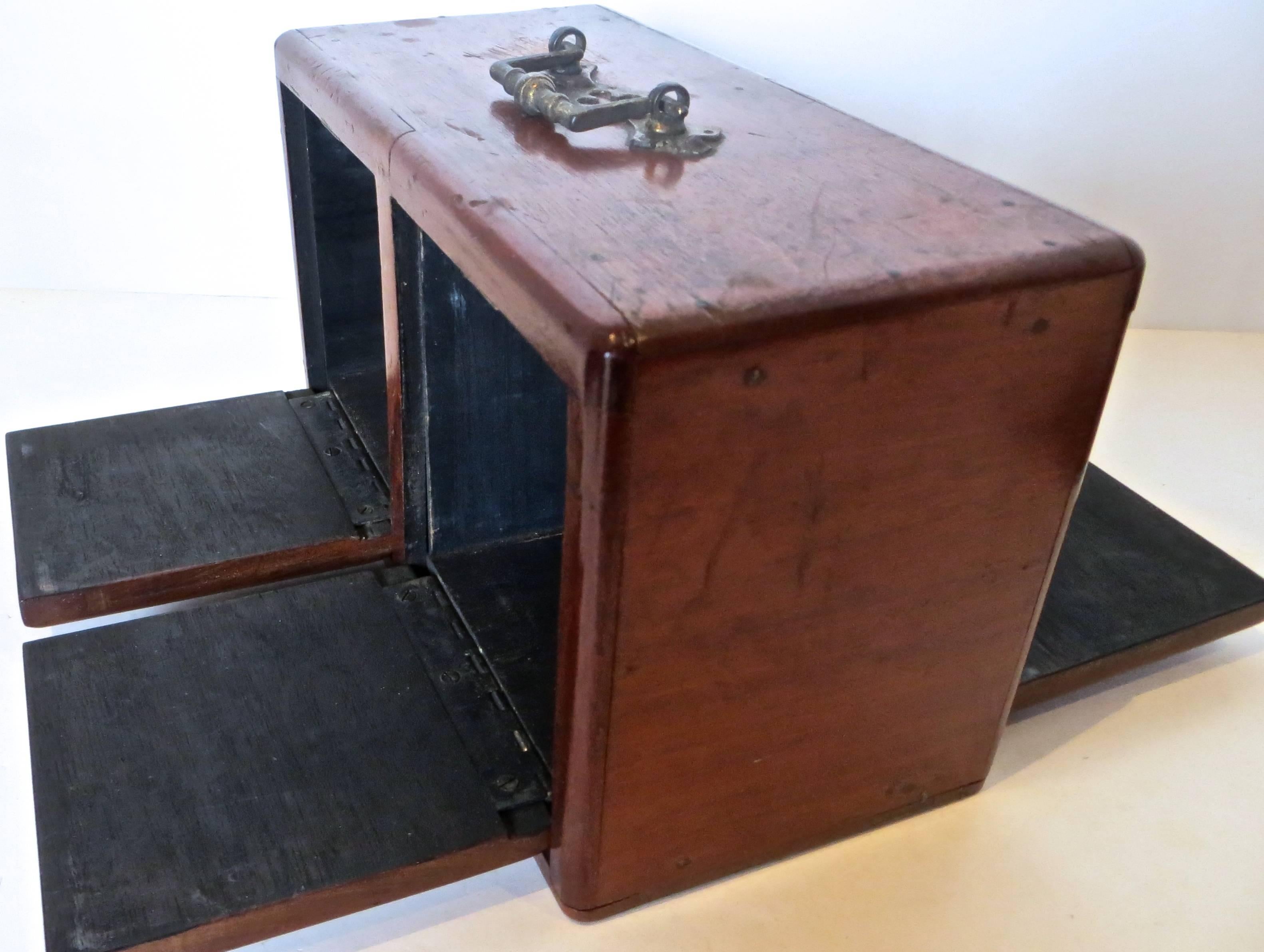 Folk Art Two-Sided Four-Door Box with Pair of Dice, Magic Trick, circa 1890