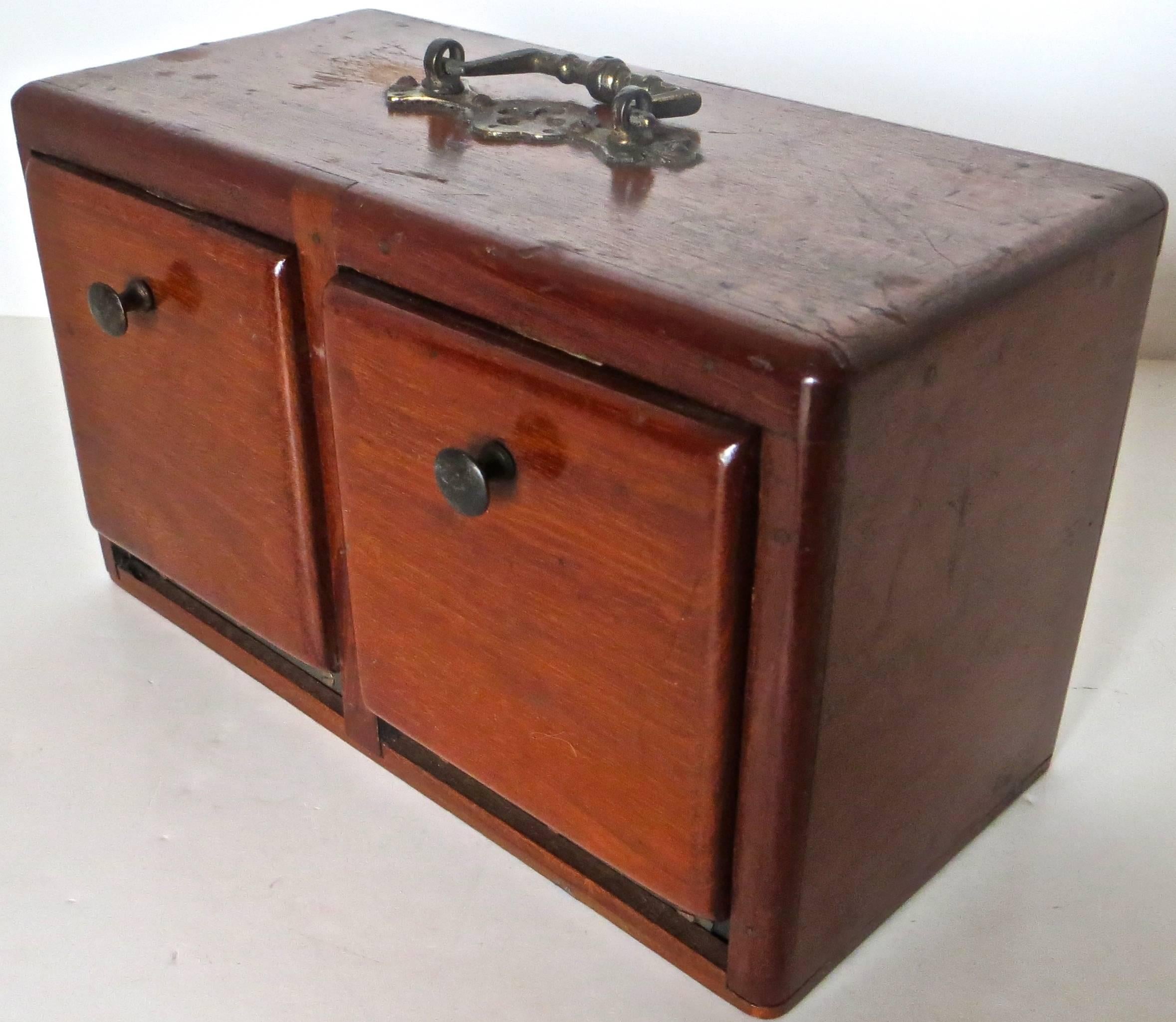 Hand-Crafted Two-Sided Four-Door Box with Pair of Dice, Magic Trick, circa 1890