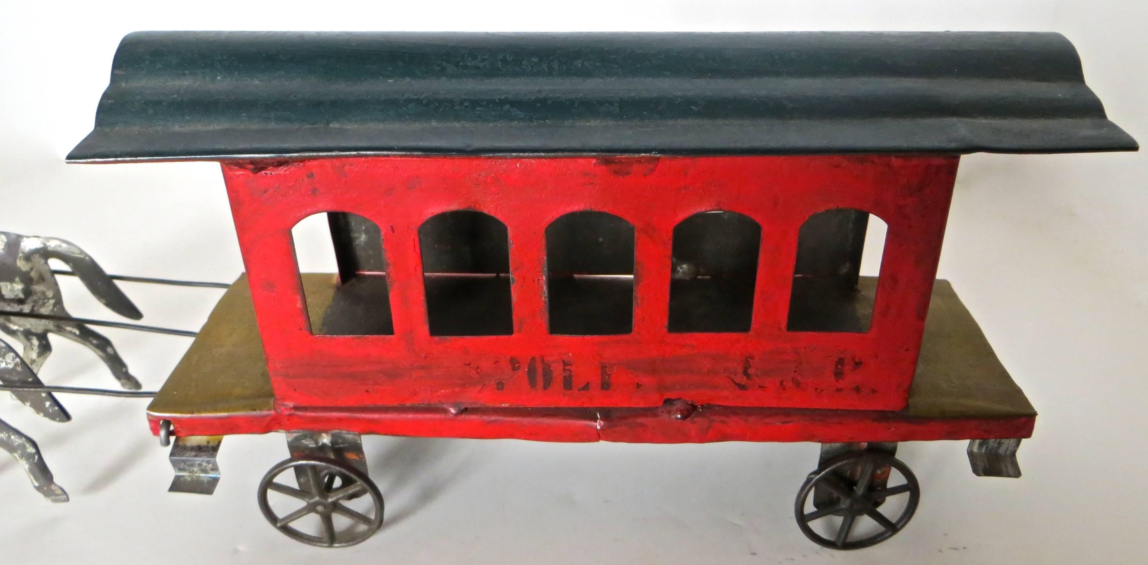 Amerikanischer Zinn-Spielzeugwagen, um 1880 (Handgefertigt) im Angebot