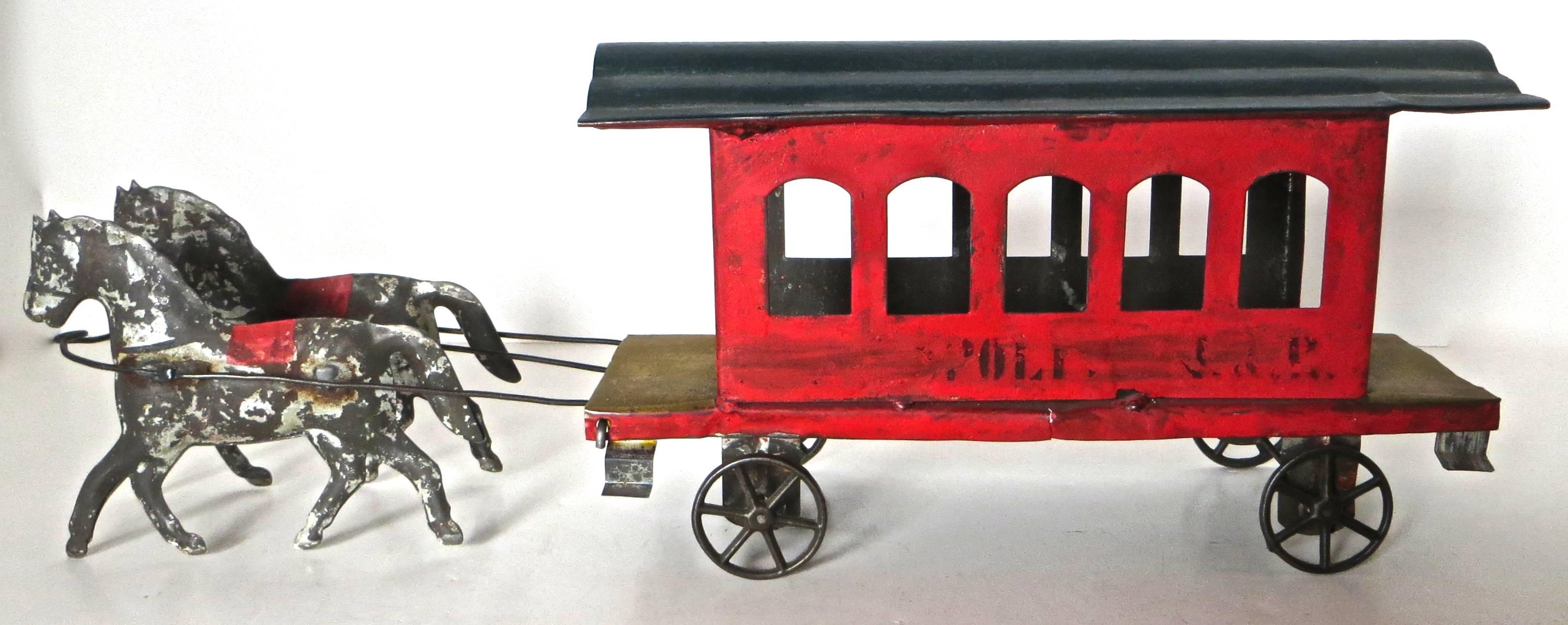 American Tin Toy Trolley, circa 1880 For Sale 1