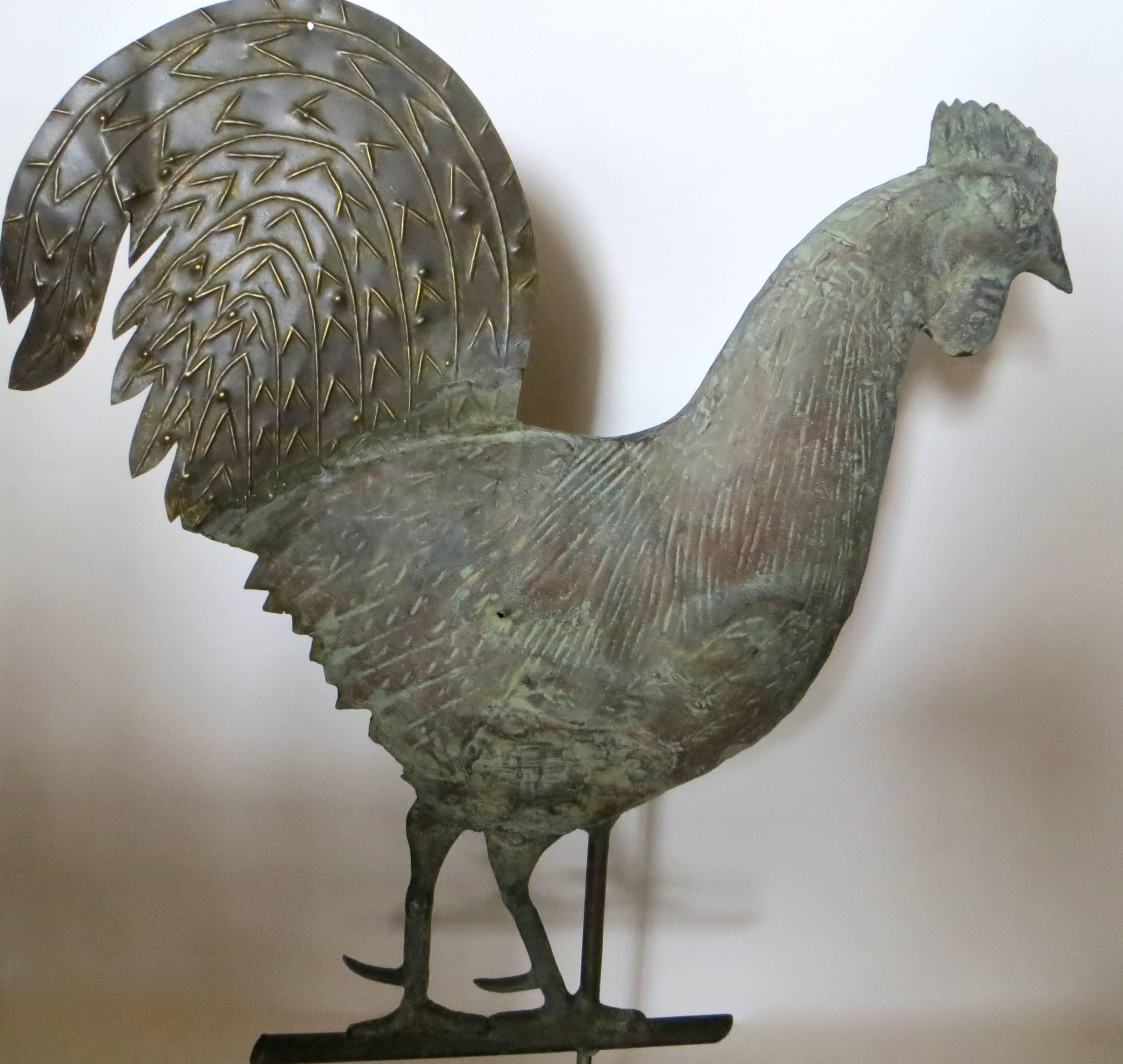 Hammered 19th Century, Rooster Weathervane, American