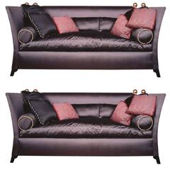 Luxe Designer 'St. Laurent’ Sofa Pair in Gorgeous Bergamo Swiss Silks