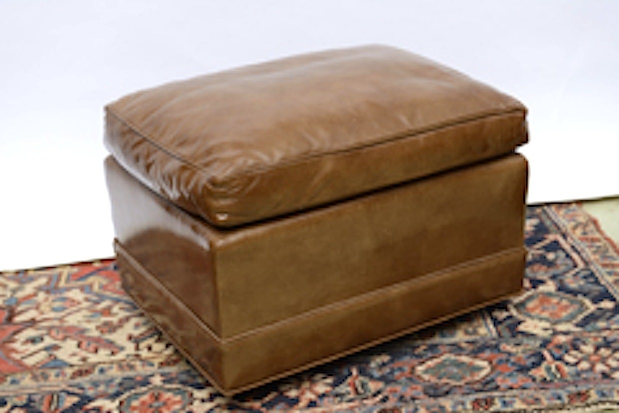 Glazed Leather Club Lounge Chairs and ottoman- Provenance 2