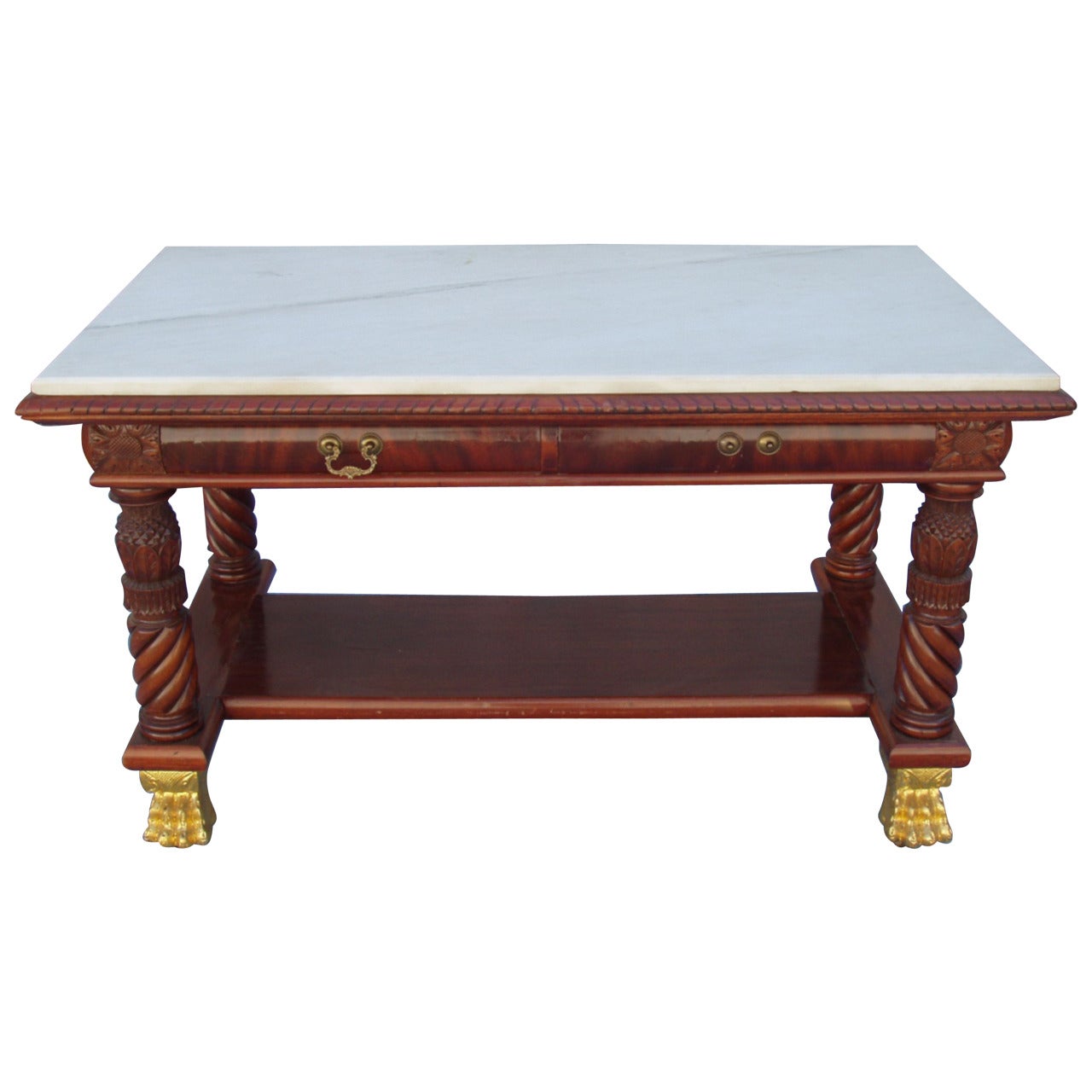 Museum Piece American Federal Library Table Desk, 1800s For Sale
