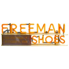 Early Neon Advertising Sign, 1930s, Freeman Shoes, 'Footwear of Successful Men'