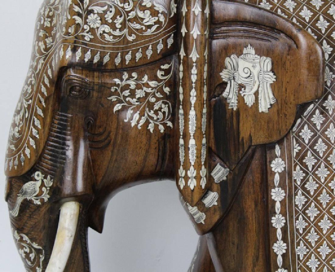 Anglo-Indian Huge Wood Ornate Elephant Sculpture circa 1880 1