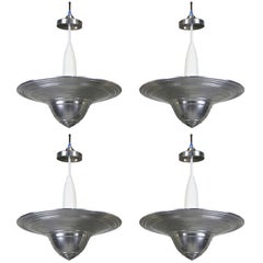 1950s Set of Four Aluminum 'Alzak" Pendant Lights, Paul Henningsen Style