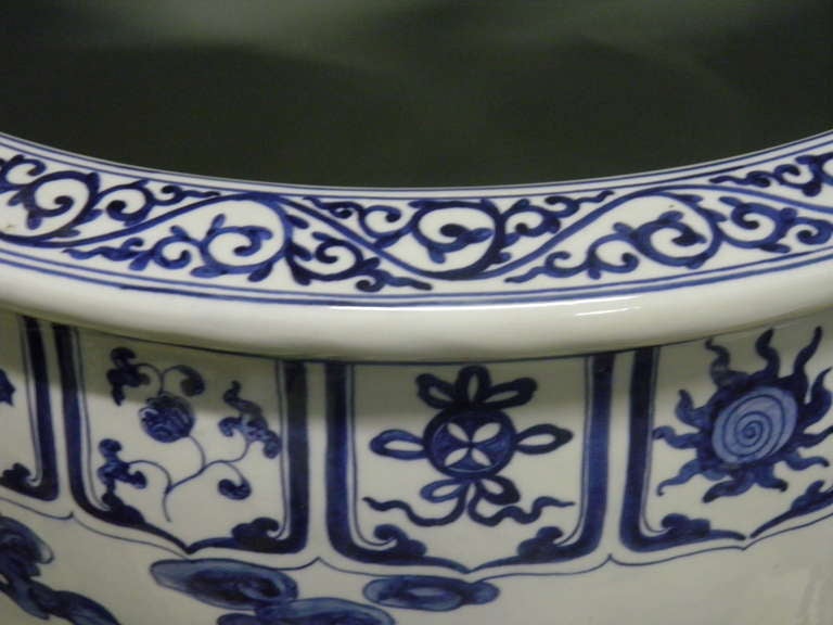 Chinese Export 1800s Monumental Chinese Blue White Porcelain Jardinières Urns-Eight Immortals For Sale