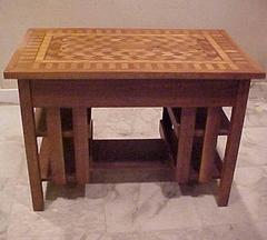 Superb Stickley Style Mission Desk Writing Library Table Marquetry Top