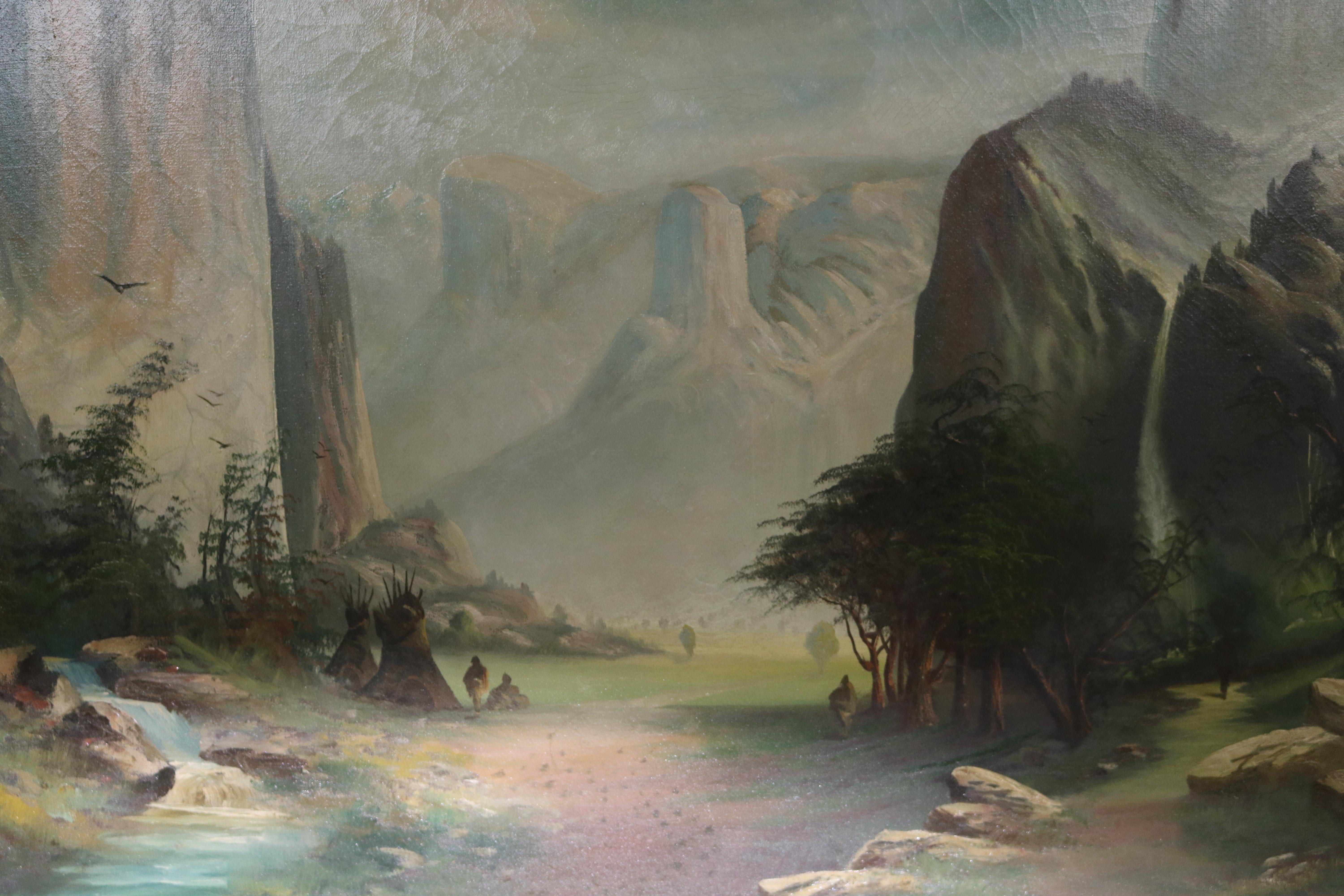 American Classical Large Oil Attributed to California Artist Thomas Hill 'Yosemite Valley' For Sale