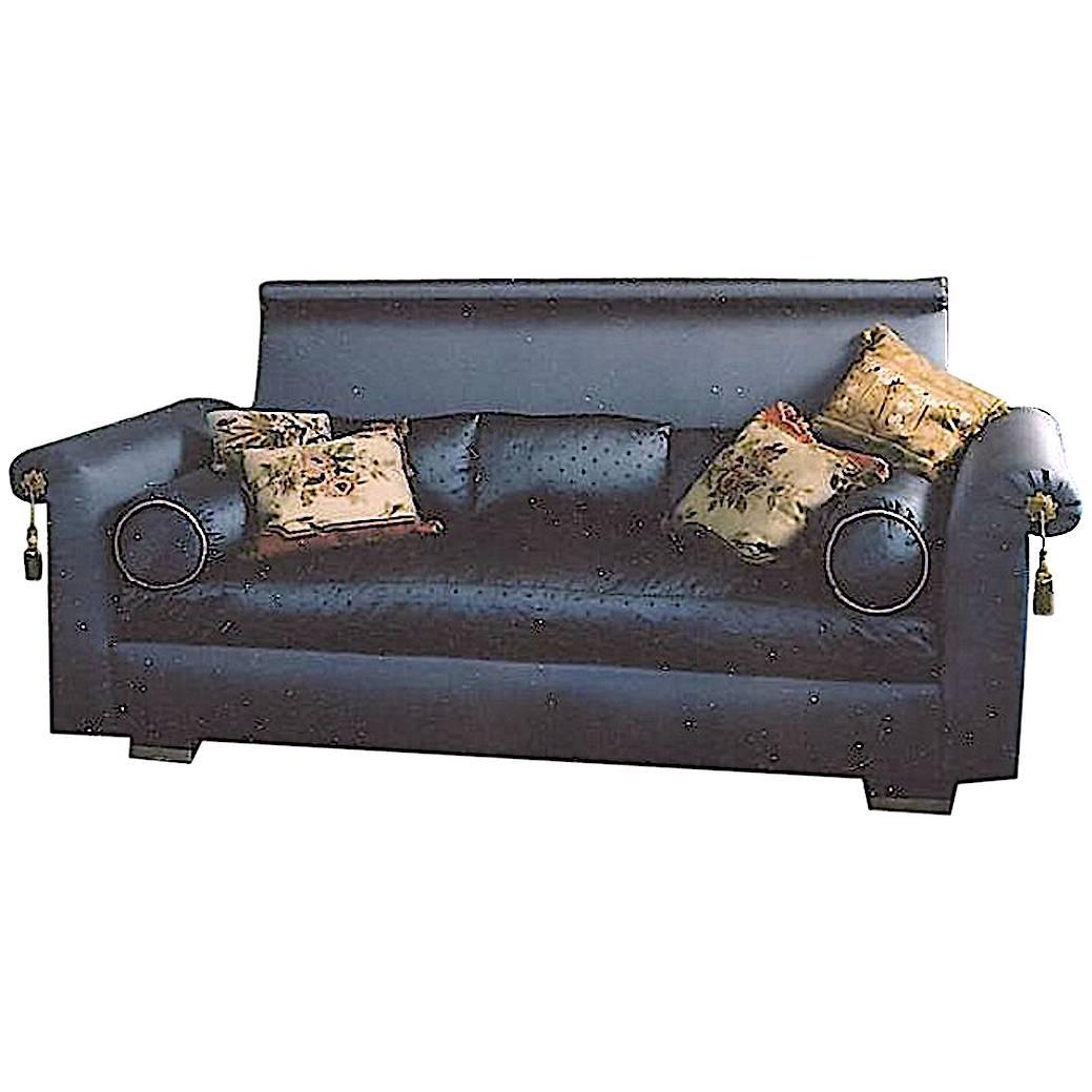 The Chic Transitional style, by Noted Former interior designers Mars & Ronn Jaffe, the 'St.Laurent ' custom sofa. The original was designed by Mars in the 1970s for the French Manse of the Countess D'Eschauz. The sofa is masterfully crafted,