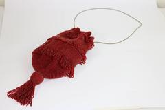 Sophisticated Art Deco Deep Red Beaded Flapper Evening Bag with Tassel