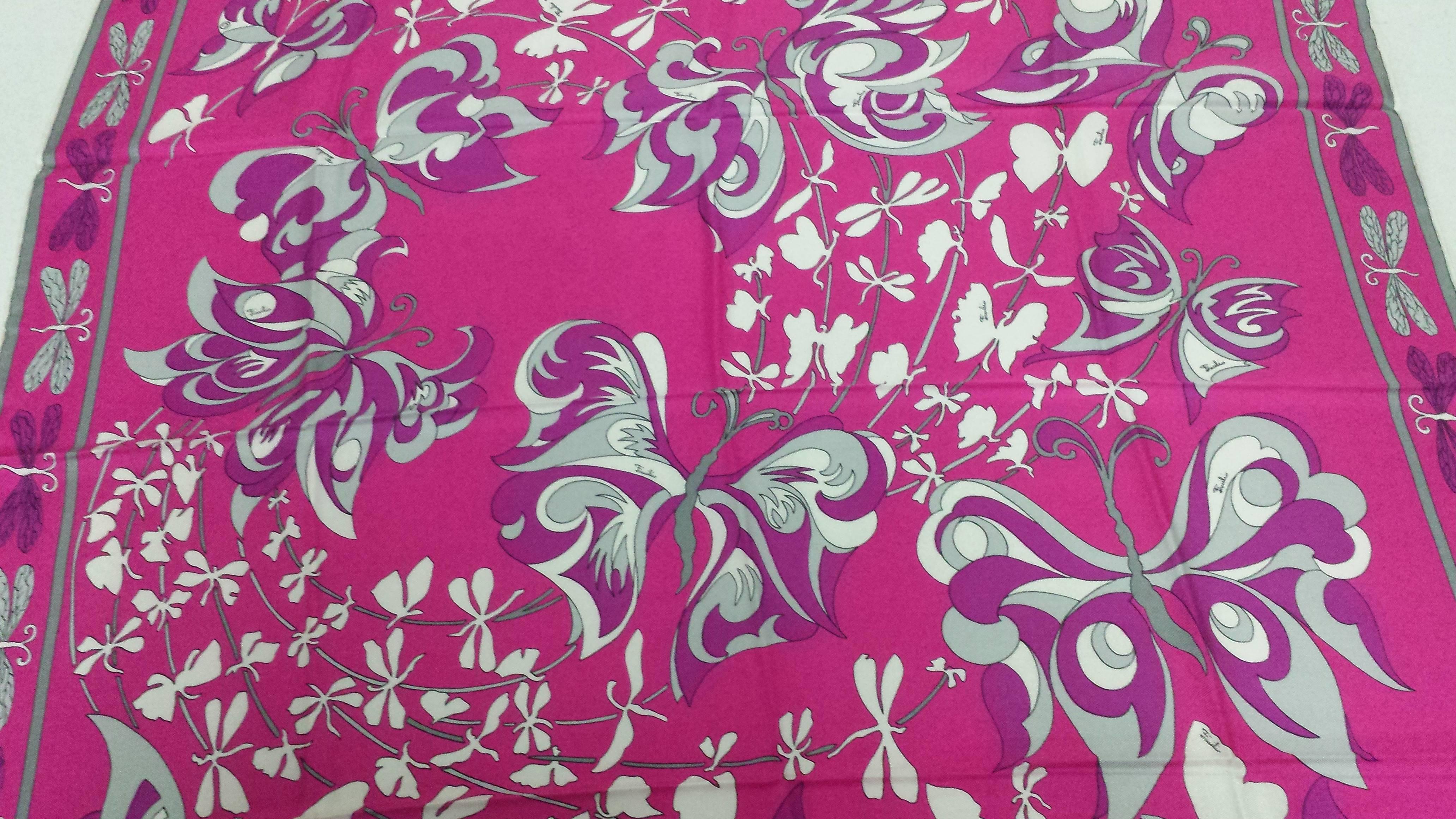 French Lucious Emilio Pucci Signature Silk Scarf Never Worn and in Original Case For Sale
