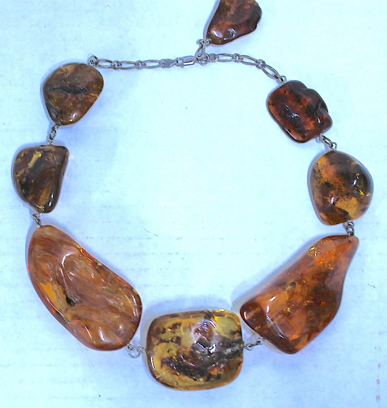 Unknown Special Vintage Massive Graduated Baltic Amber Necklace with Inclusions For Sale