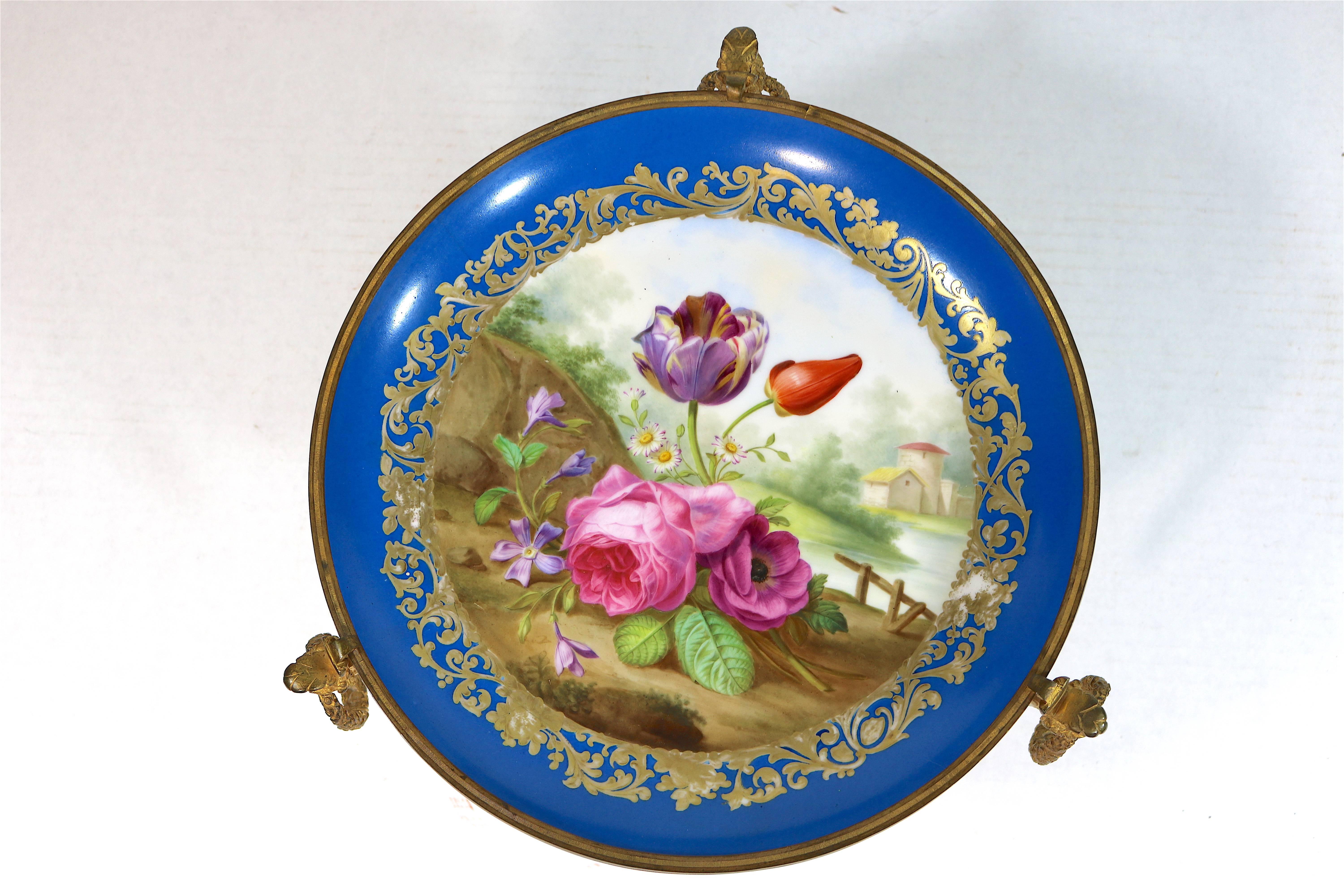 19th Century Extraordinary 1846 Sevres Chateau des Tuileries Ormolu Porcelain Compote Server For Sale