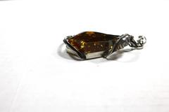 Huge Ancient Baltic Amber Pendant Necklace- Artisan Sterling Organic Setting