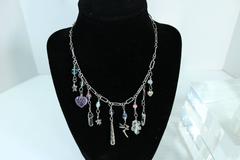 Mexican Sterling Silver Necklace and Bracelet with Dangling Charms