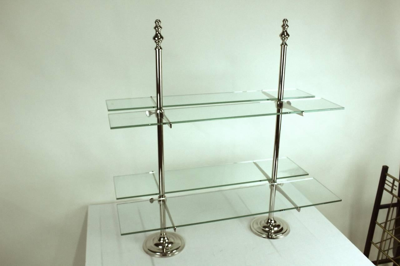 Pair of Grand Serving Etageres Glass Shelving for Entertaining  For Sale 4