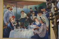 Original Impressionist 'Boating Party' Oil Painting after Renoir, signed J. Sanz