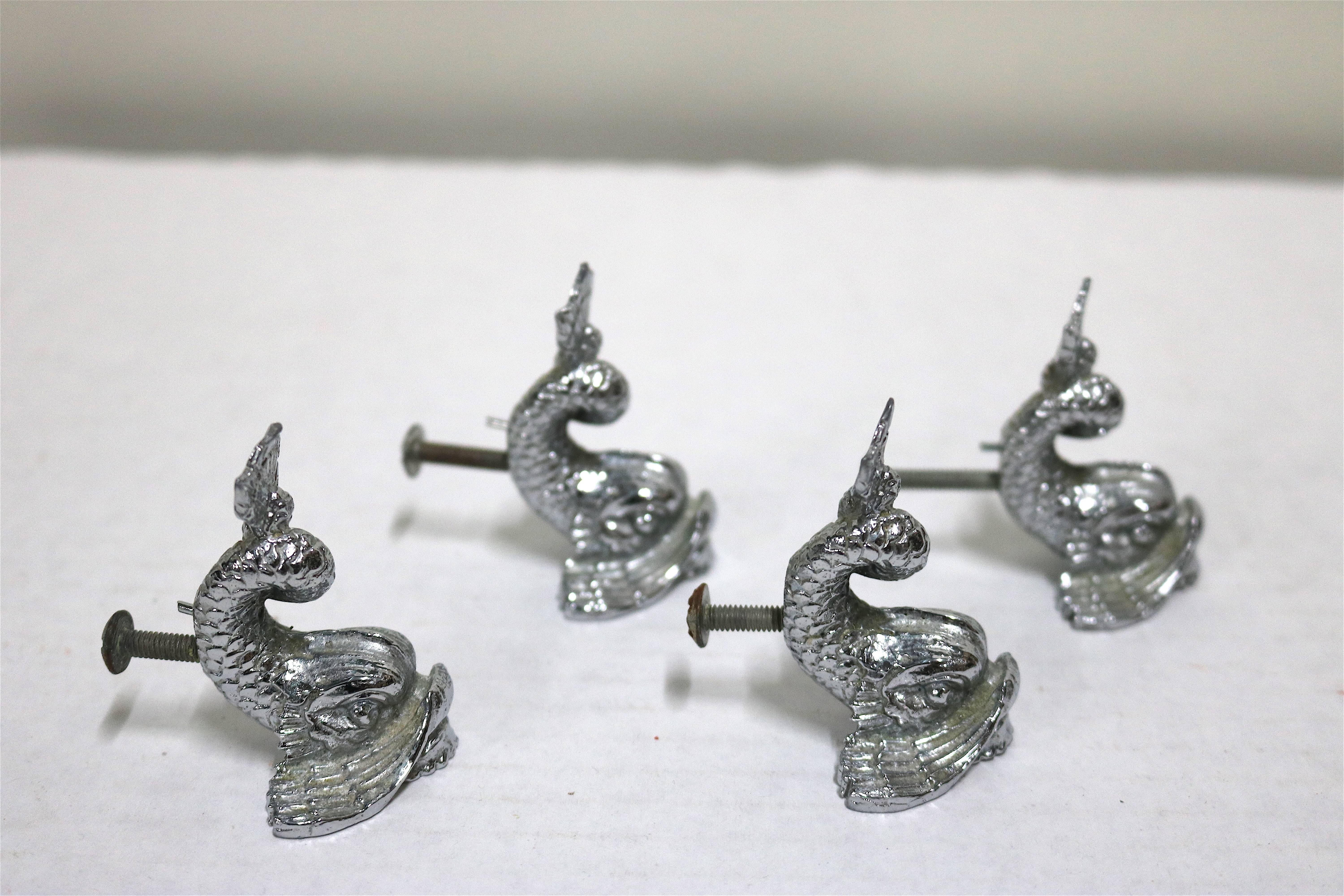 Elegant Sherle Wagner Vintage Dolphin Faucet Set in Silver Finish In Good Condition For Sale In West Palm Beach, FL