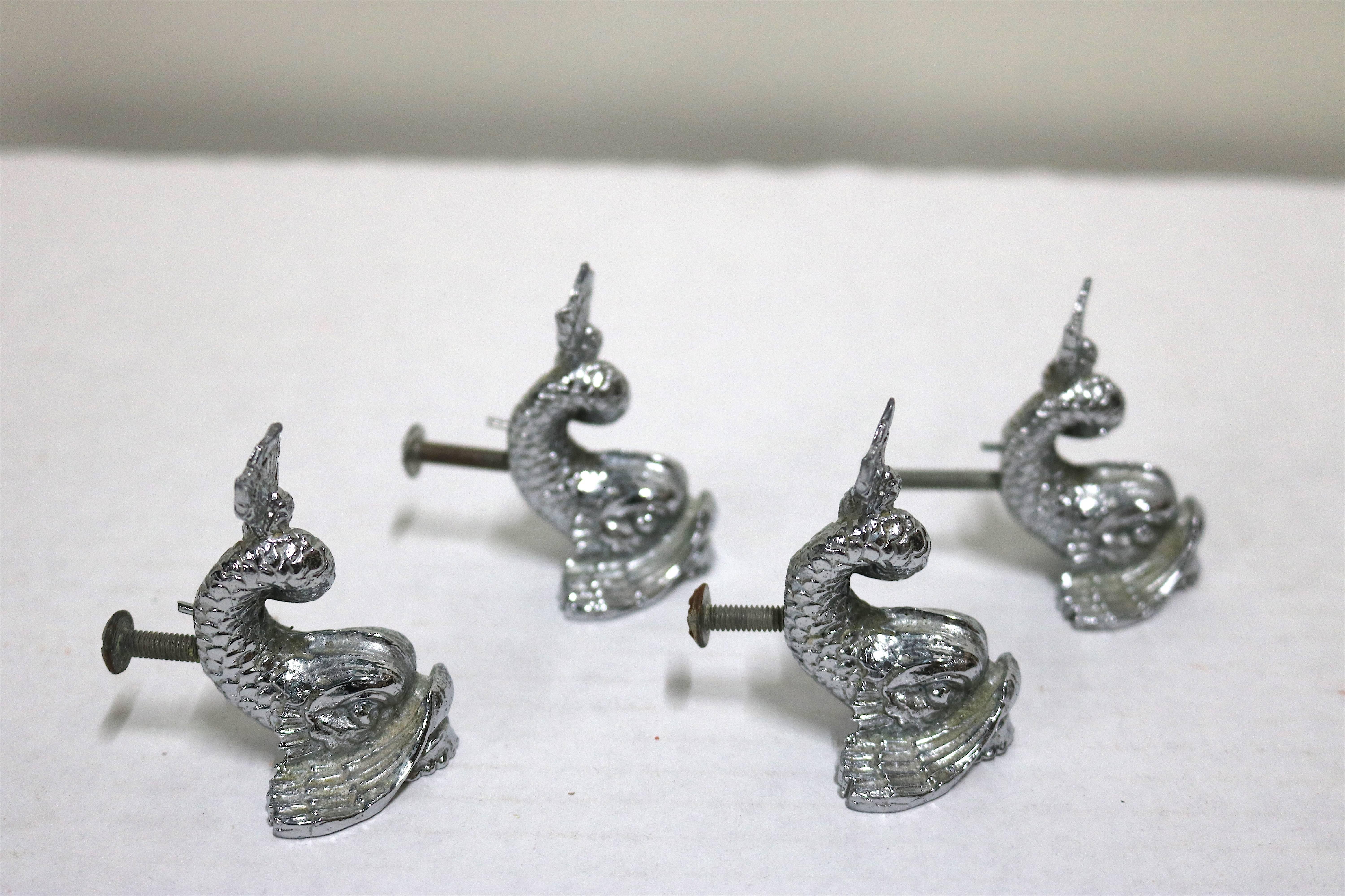 Mid-Century Modern Elegant Sherle Wagner Vintage Dolphin Faucet Set in Silver Finish For Sale
