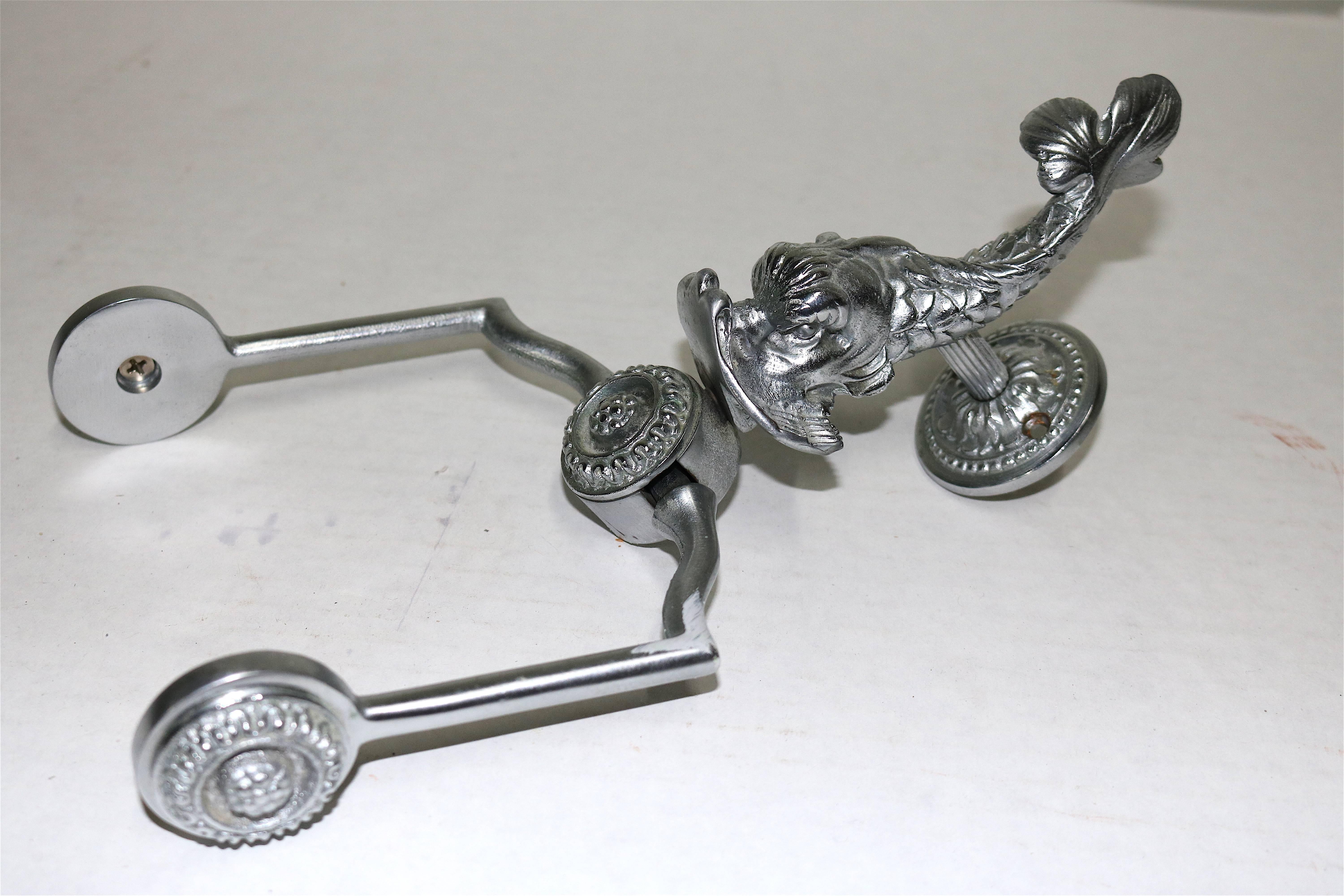 20th Century Elegant Sherle Wagner Vintage Dolphin Faucet Set in Silver Finish For Sale