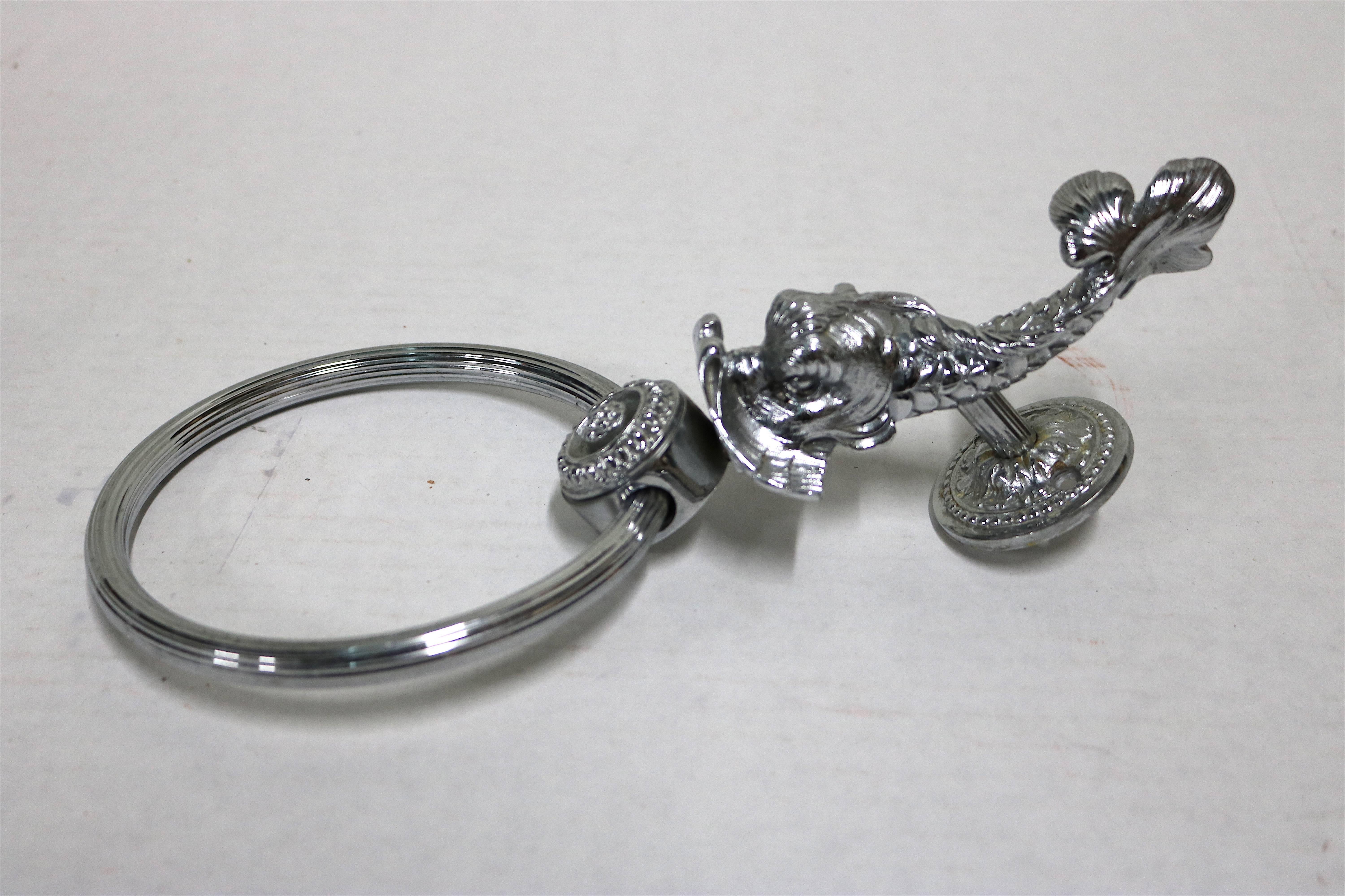 Elegant Sherle Wagner Vintage Dolphin Faucet Set in Silver Finish For Sale 1