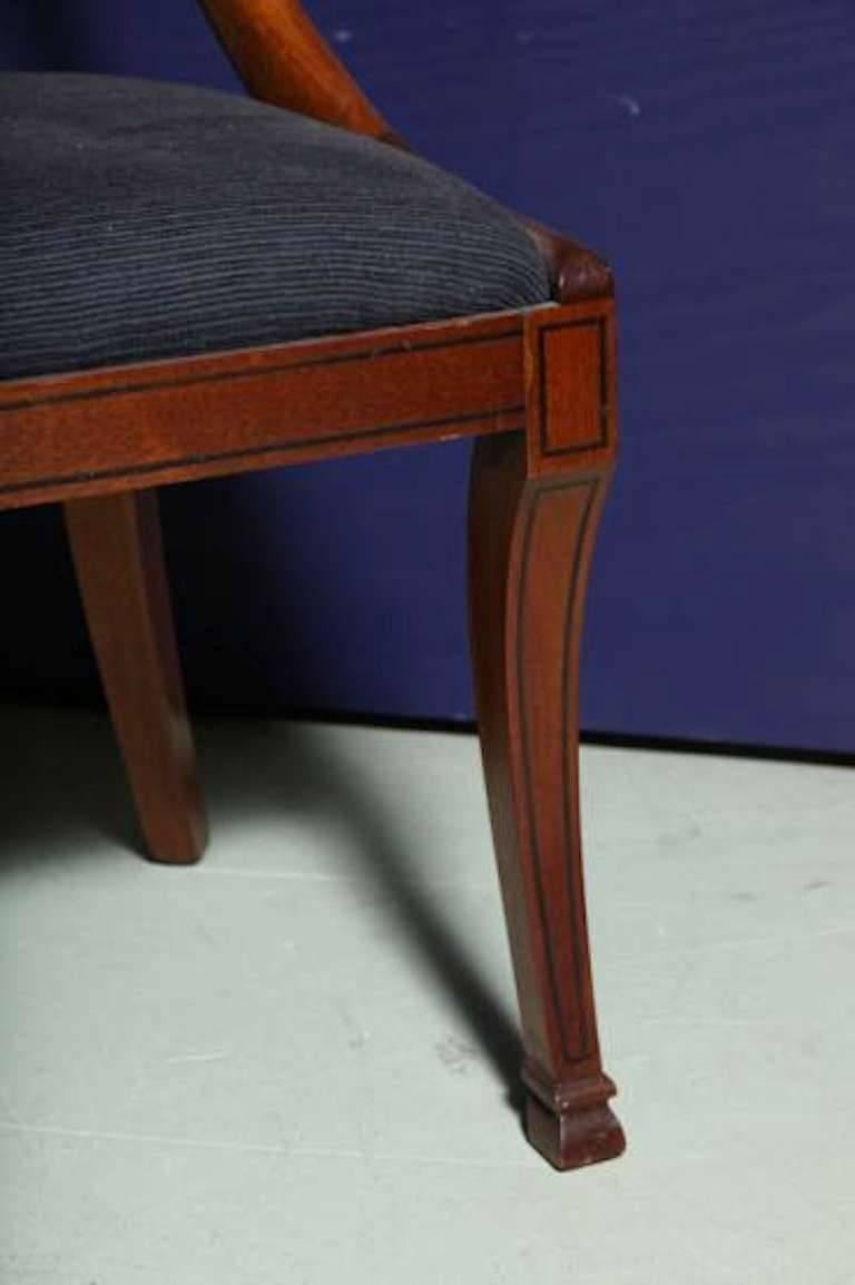 Chic Klismos Set Mellowed Burl Wood Scallop Back Dining Chairs- Black Inlay 2
