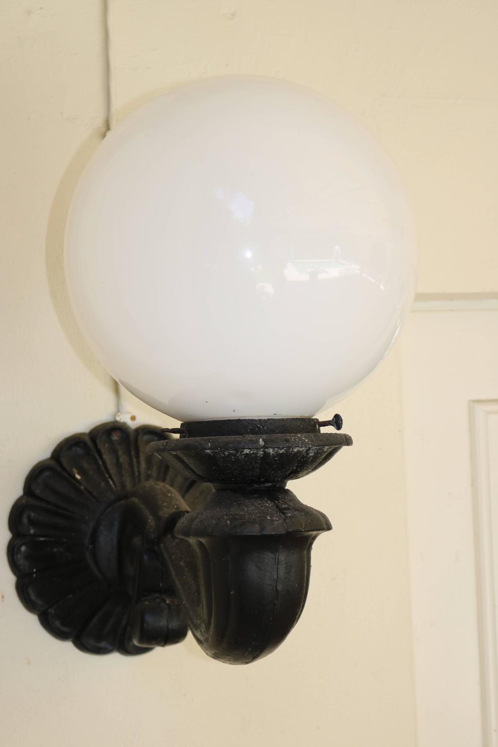 Grand Scale Pair of Large Beaux Arts Globe Wall Sconces, Exterior or Interior For Sale at 1stdibs