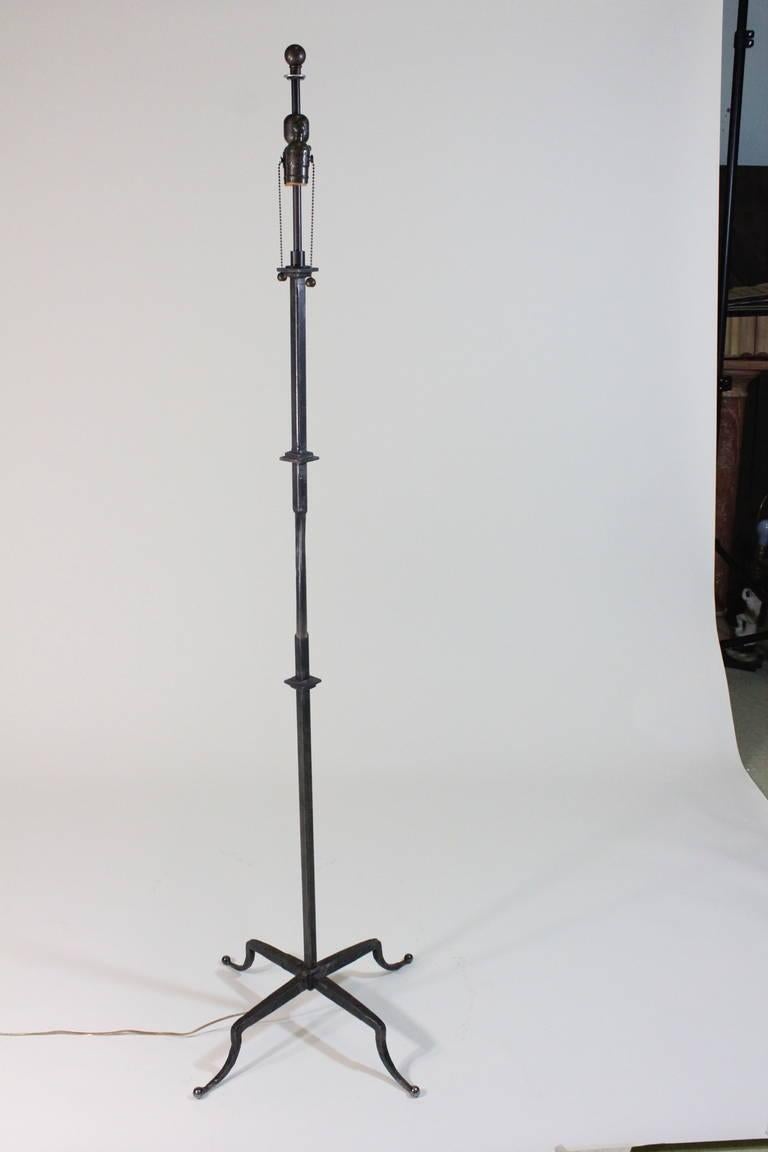 Vintage Iron Floor Lamp Attributed to Poillerat by Mattaliano with Provenance In Excellent Condition In West Palm Beach, FL