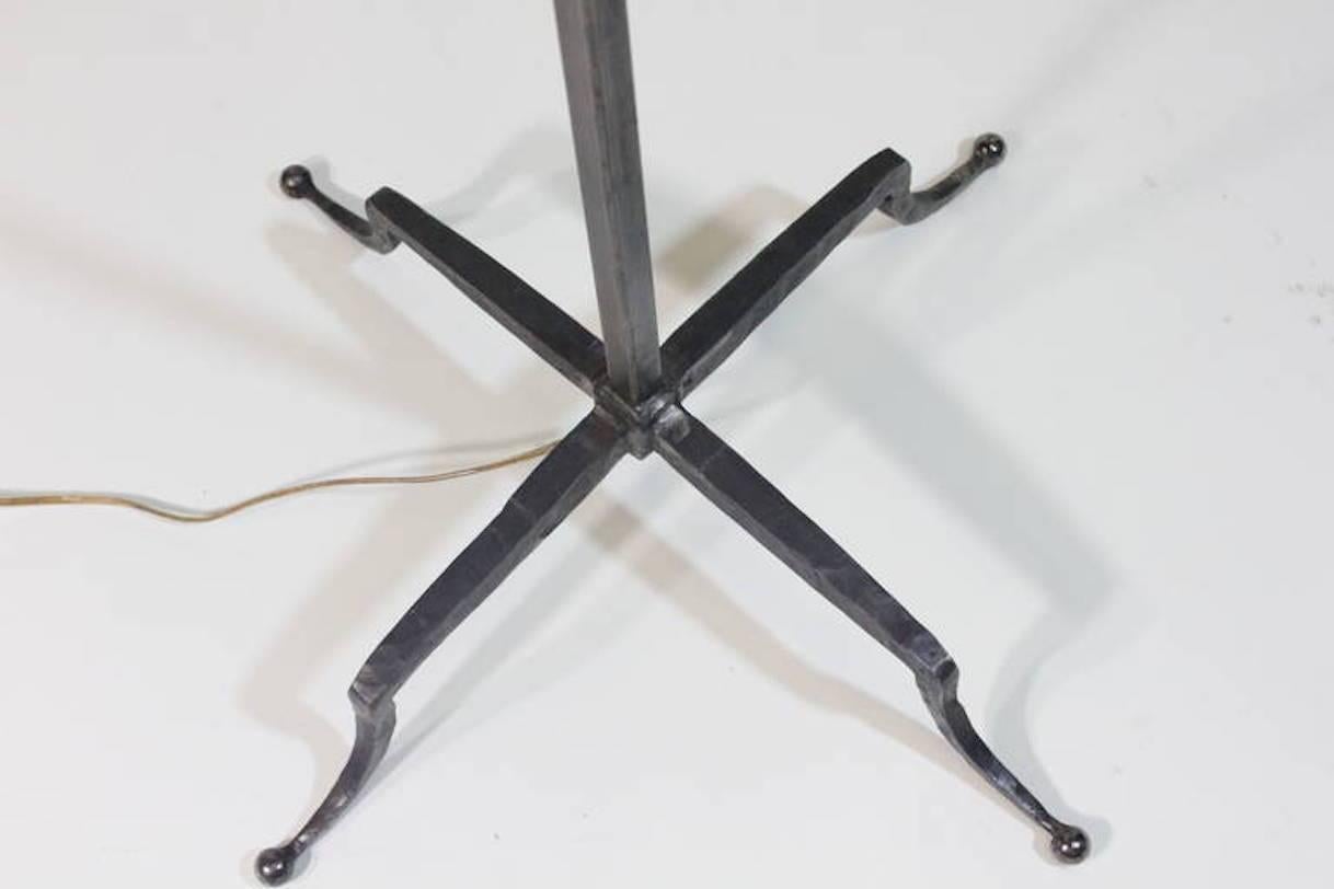 Vintage Iron Floor Lamp Attributed to Poillerat by Mattaliano with Provenance 1
