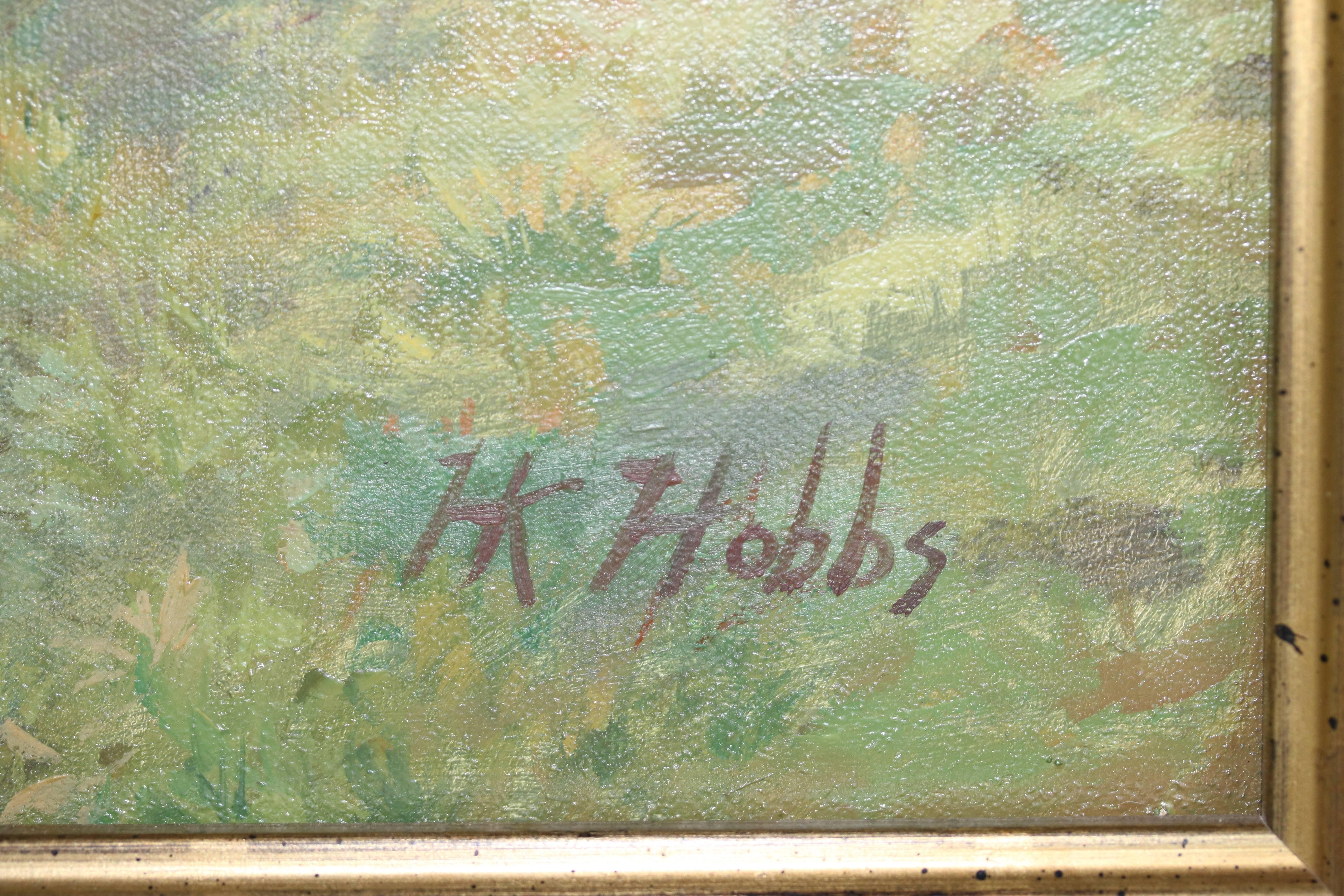 British Colonial The Fox Hunt English Sporting Oil on Canvas Signed HK Hobbs For Sale