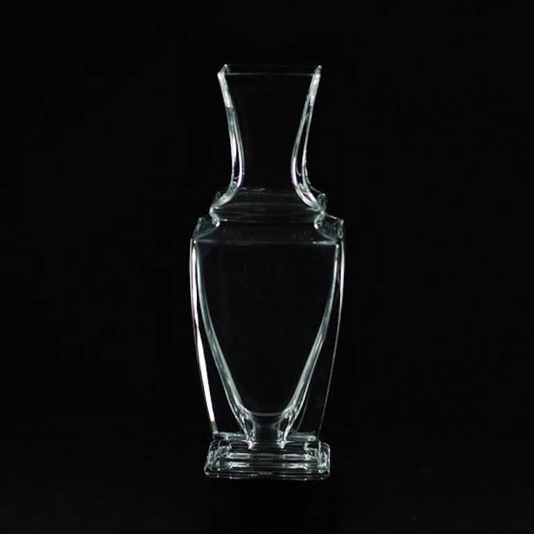 French Elegant Vintage Baccarat Clear Crystal Vase For Sale
