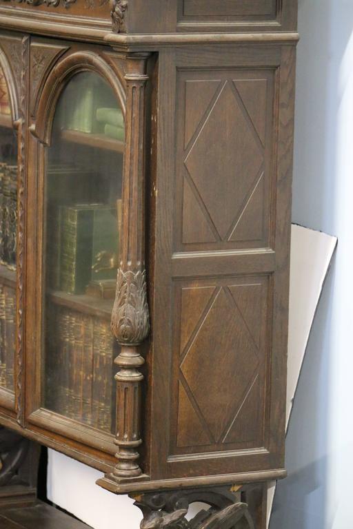 Exceptionally Carved Flemish Antique Buffet a Deux Corps in Walnut