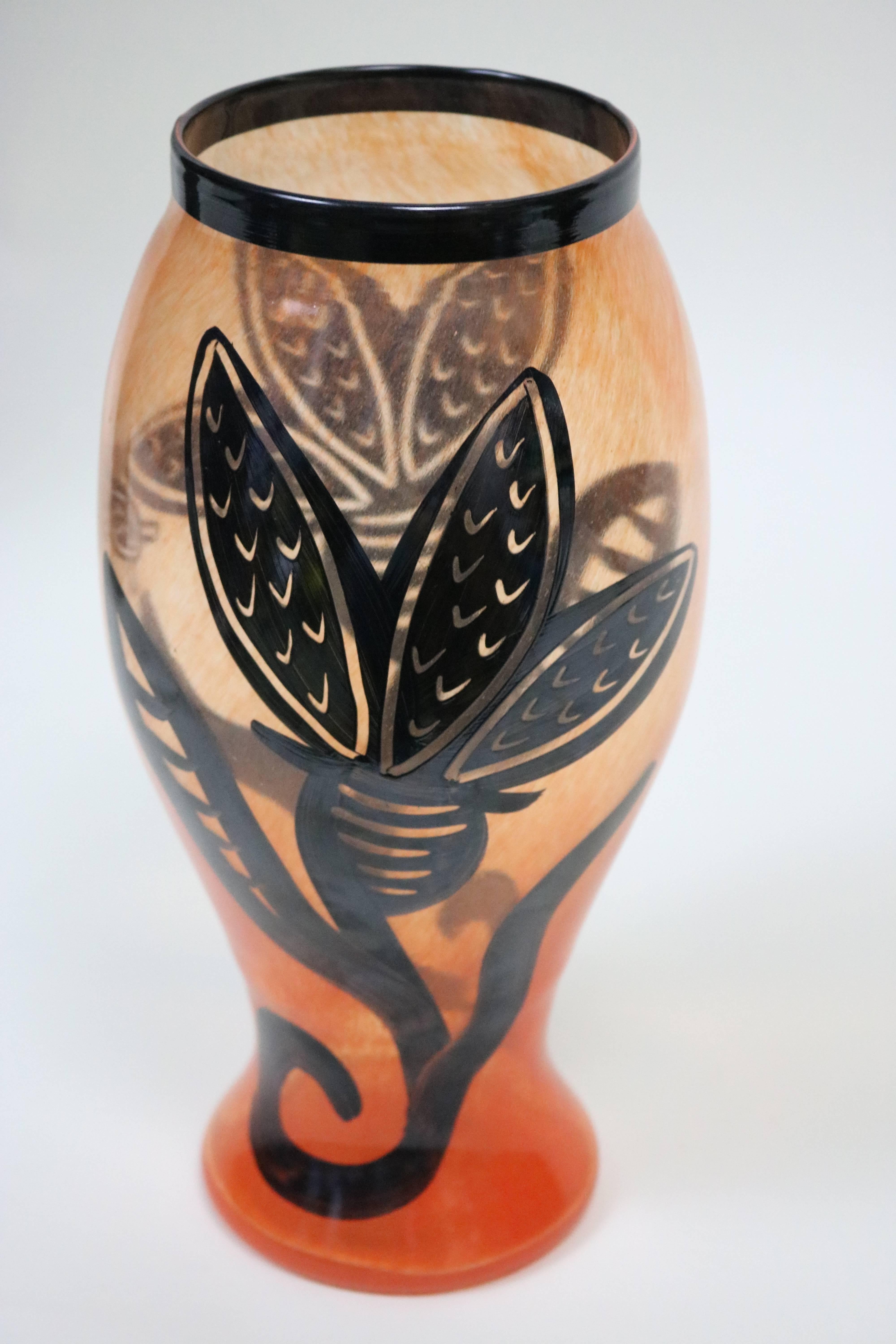 Modern Kosta Boda Art Glass Vase Signed Artist Ulrica Hydman-Vallien For Sale