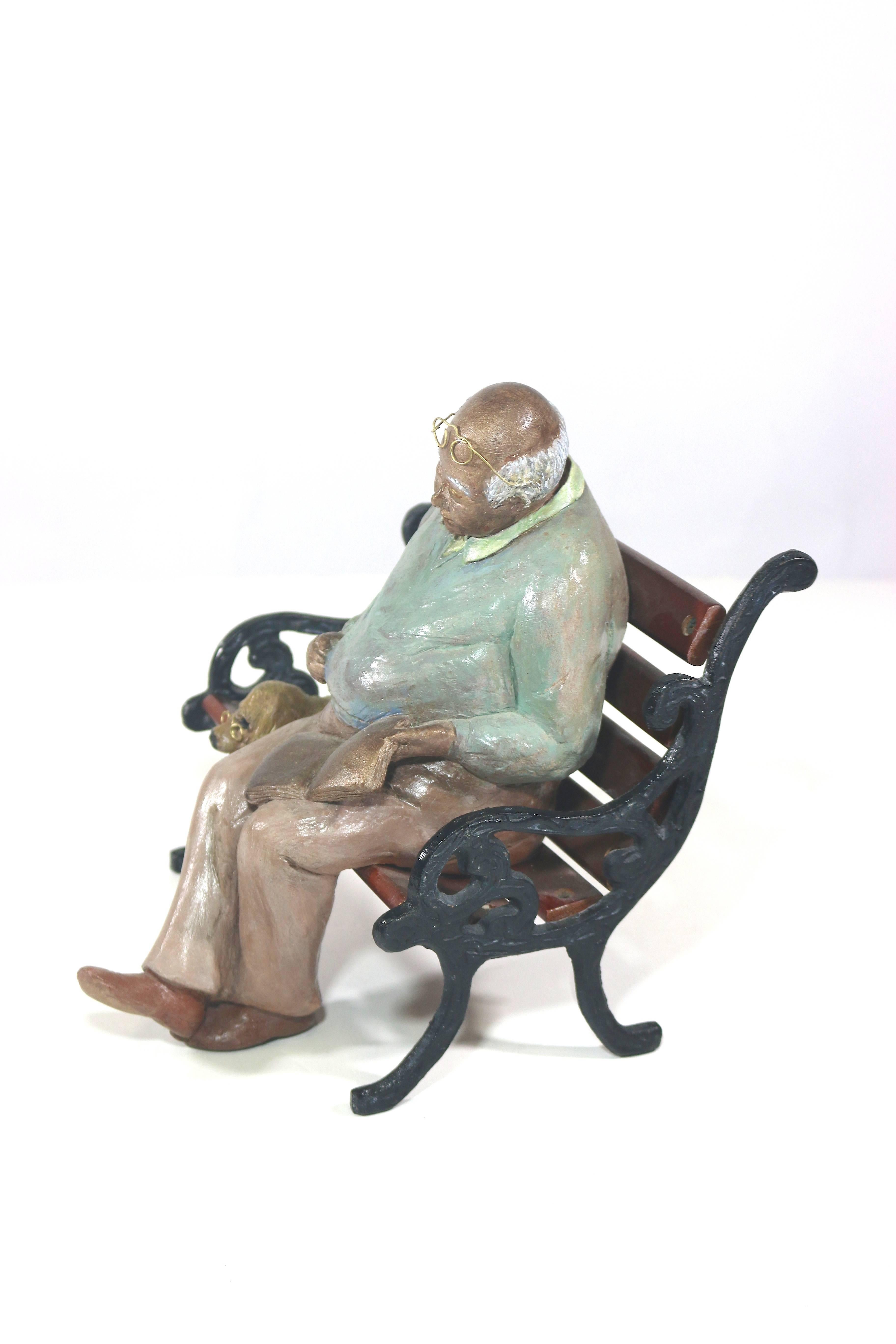 Whimsical Folk Art Mixed Media Sculpture 'Waiting for Godot' 20th Century Artist In Excellent Condition For Sale In West Palm Beach, FL