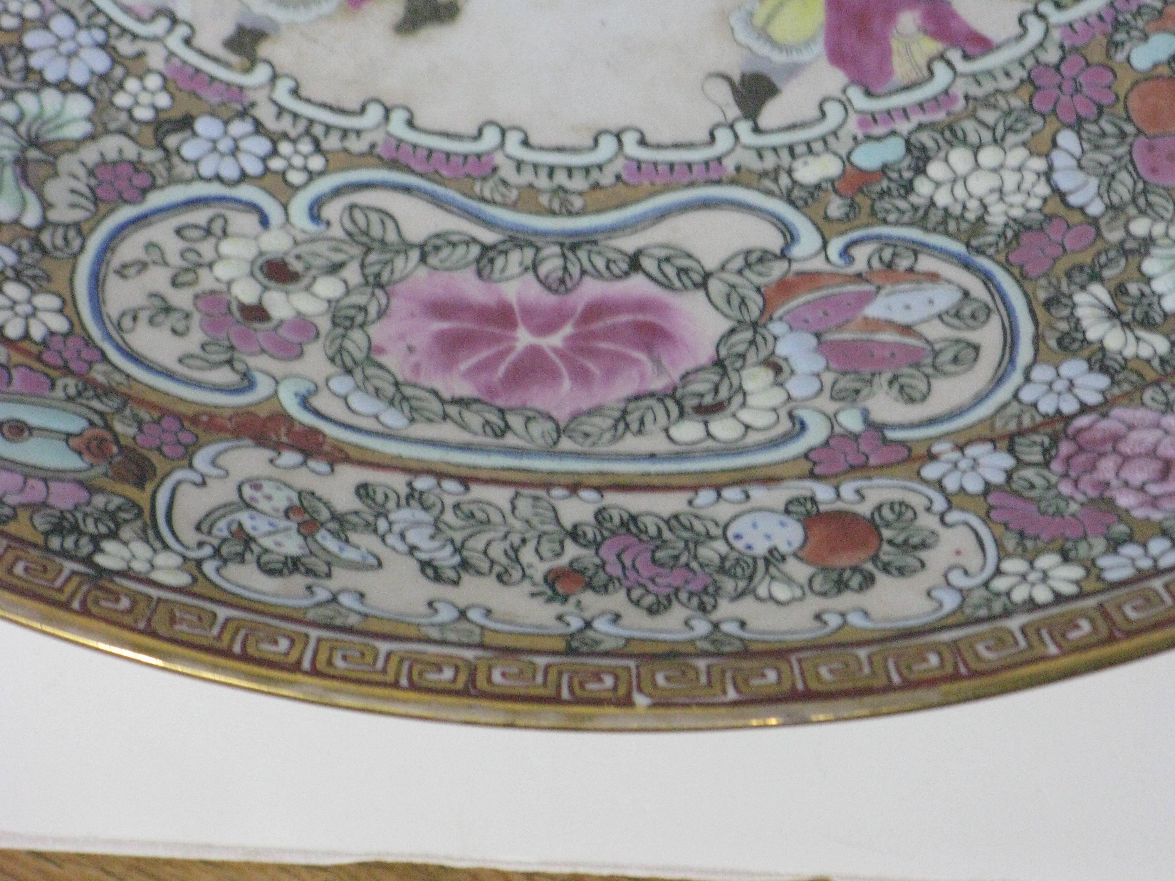 Antique Chinese Export Porcelain Rose Medallion Platter 1