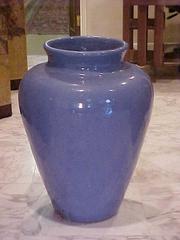 Rare Monumental Lustrous Ultramarine Blue Ceramic Urn--19th century