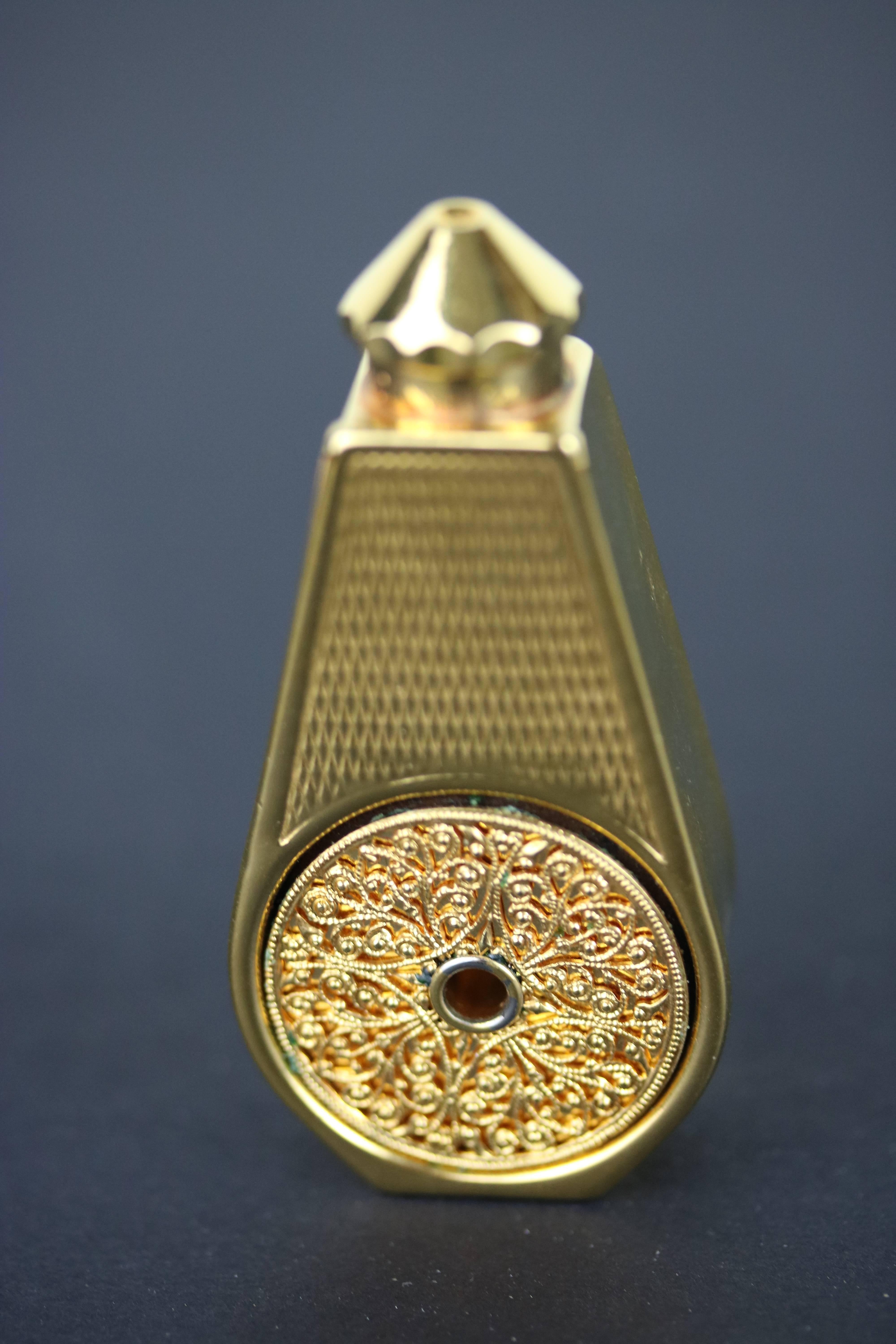 French 'Le-Weekend' Gold Plate 1950s Marcel Franck Perfume Atomizer in Velvet Case For Sale