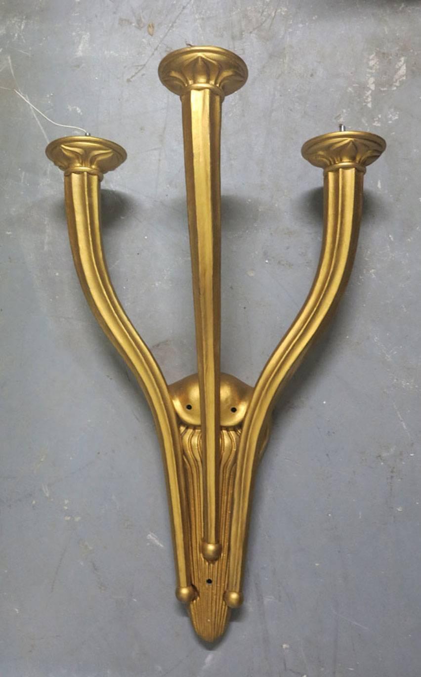 Designed to Impress for Masterful Decor in Jacques-Emil Ruhlmann style! 

1940s Incredible Stylish rare palatial sized Ruhlmann style(as last photo shown)  Art Deco set of 6 sconces, very heavy substantial gorgeous metal sconces with leaf pattern on