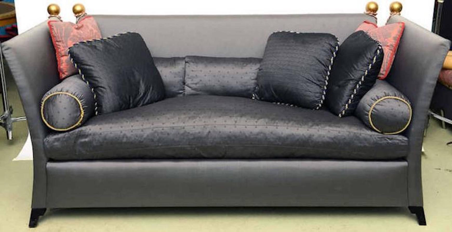 Luxe Designer 'St. Laurent’ Knole Style Sofa in Gorgeous Bergamo Swiss Silks In Good Condition For Sale In West Palm Beach, FL