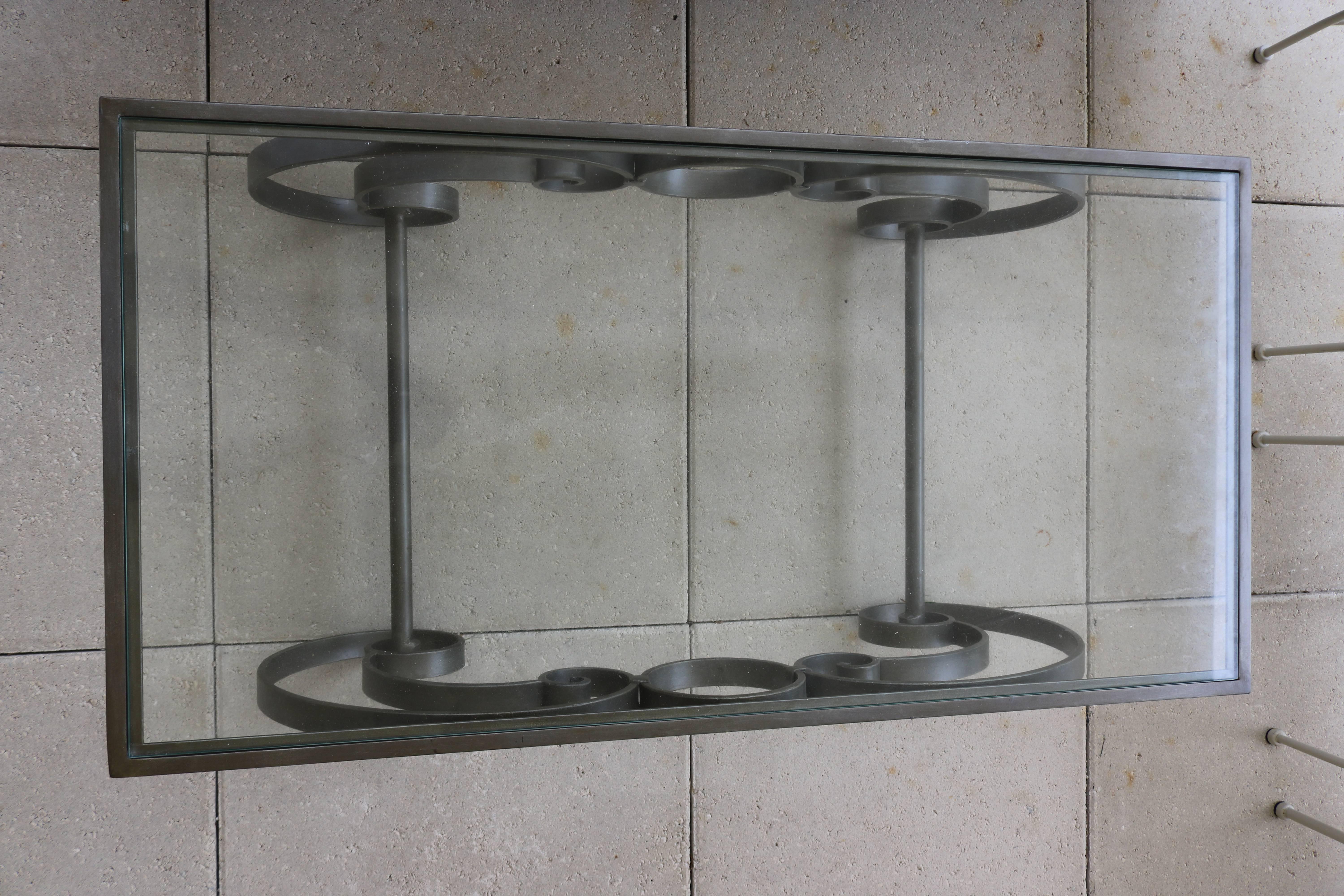  MCM Iron Glass Hand Forged Cocktail Table For Sale 3