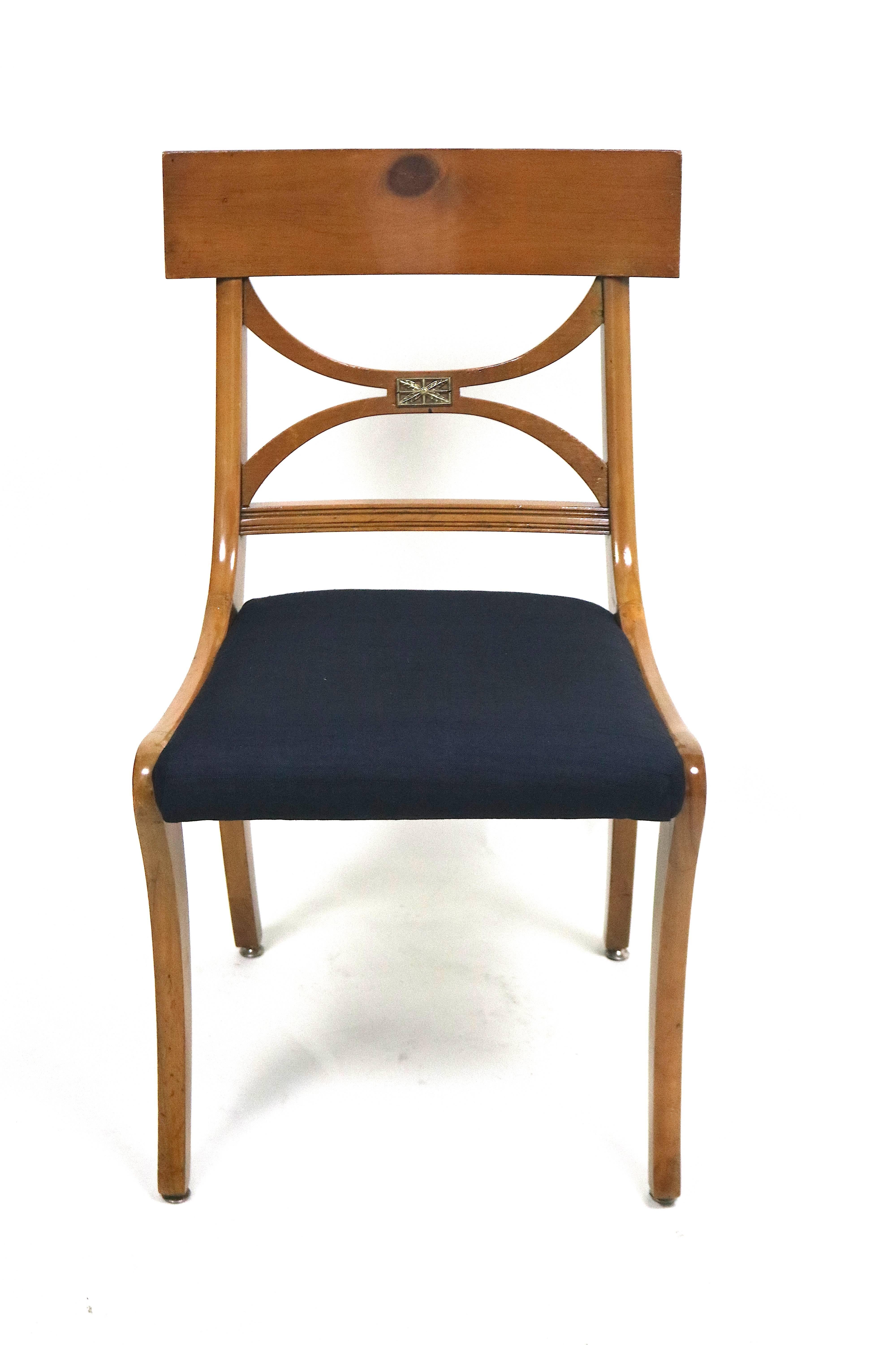 Metal Tycoon's Fruitwood Klismos Dining Chairs- set of 10- Elegant Ruhlmann Style For Sale