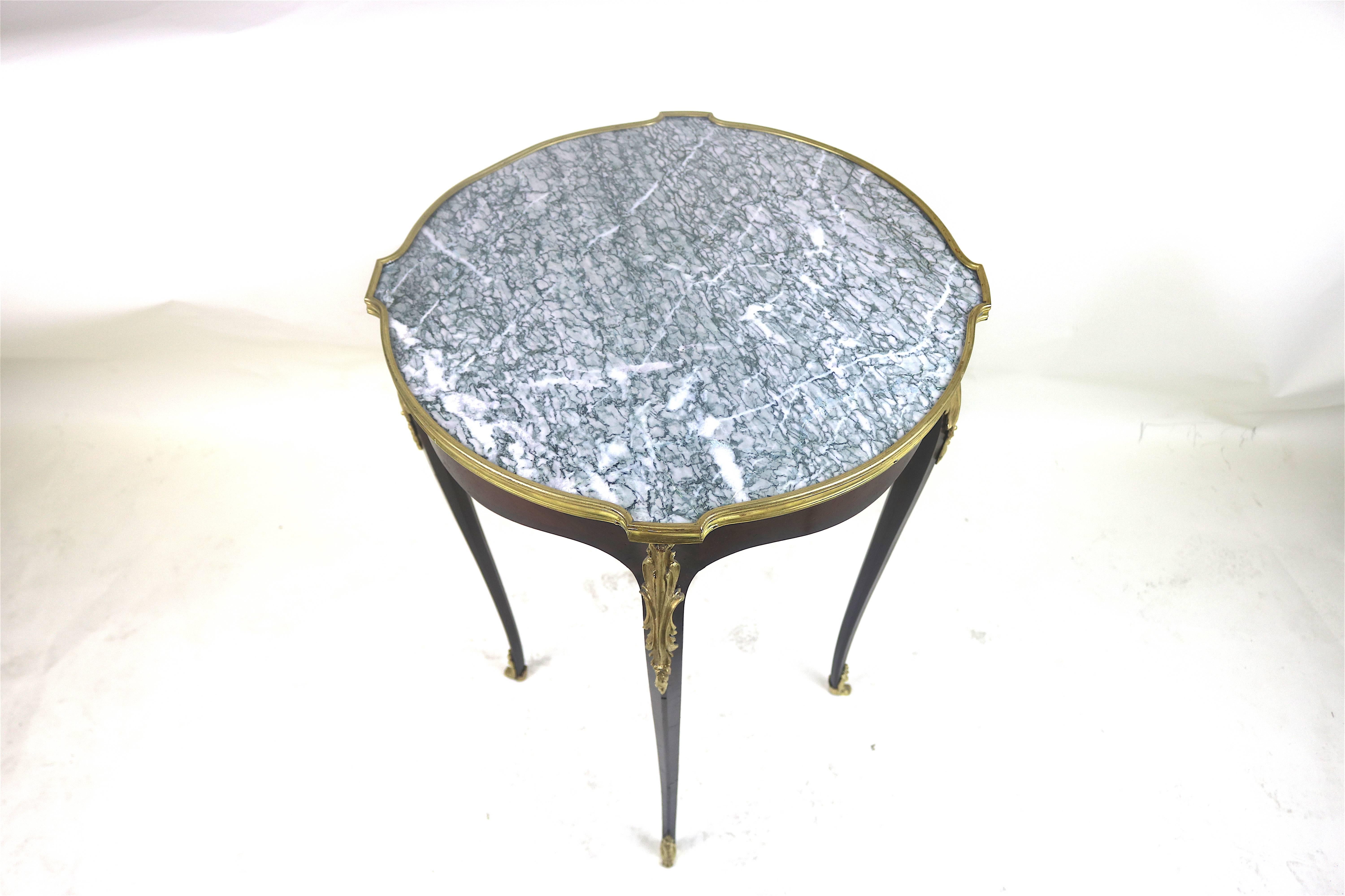Louis XV Gueridon Side Table-Marble Top Gilt Ormolu-18th century-- Provenance In Good Condition For Sale In West Palm Beach, FL
