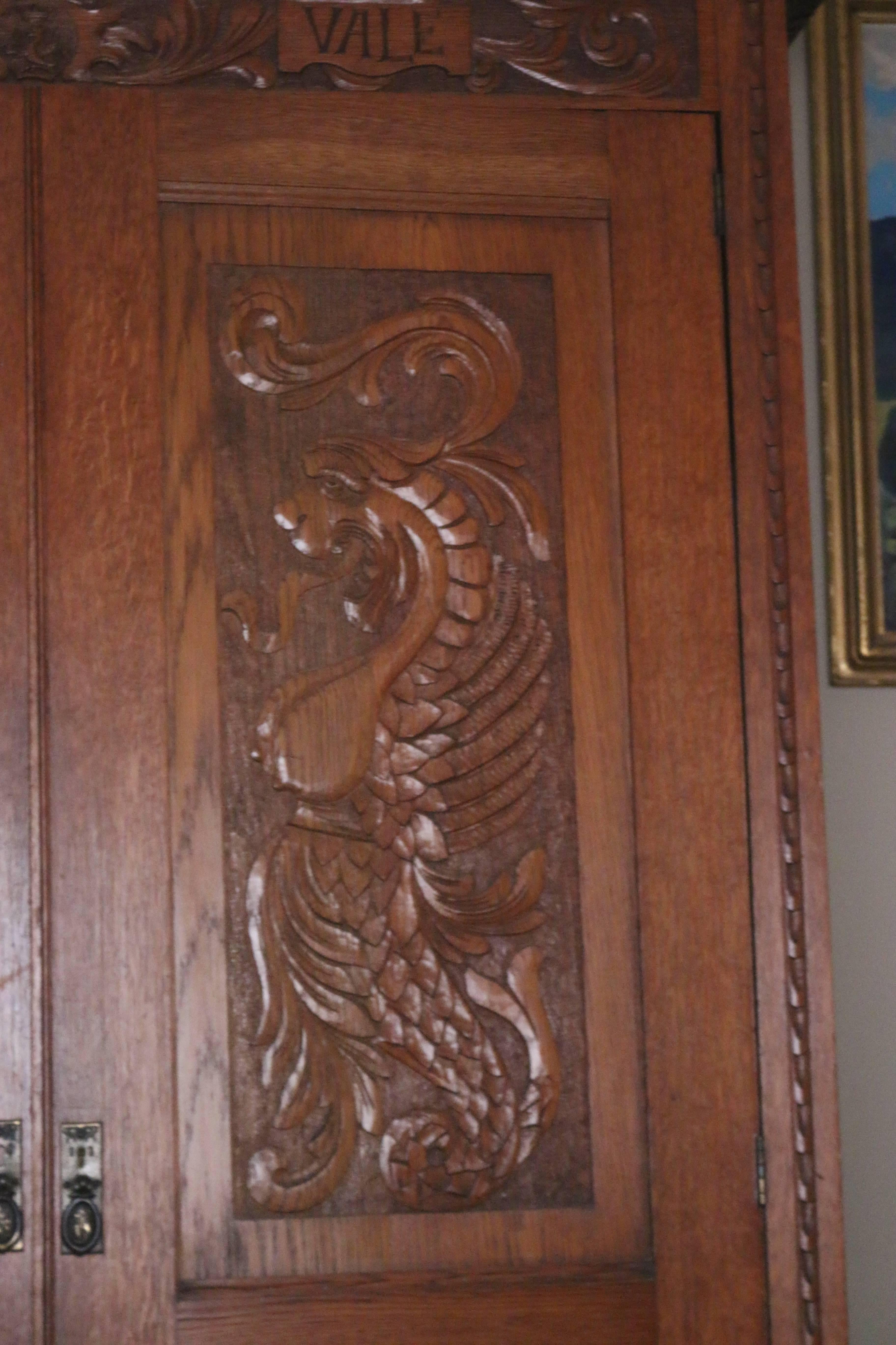 Scottish Oak Armoire with Superb Fantastical Carvings.Audaces.Fortuna.Juve For Sale 2