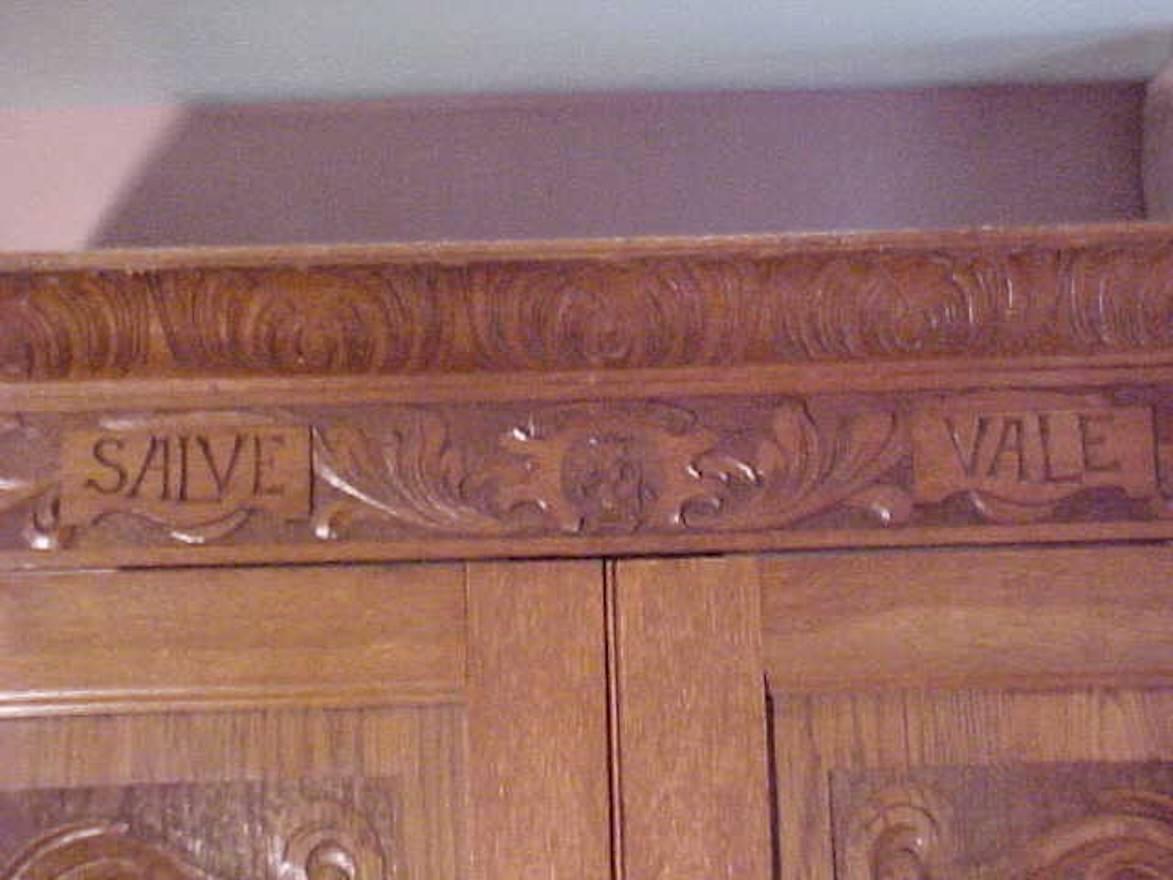 Hand-Carved Scottish Oak Armoire with Superb Fantastical Carvings.Audaces.Fortuna.Juve For Sale