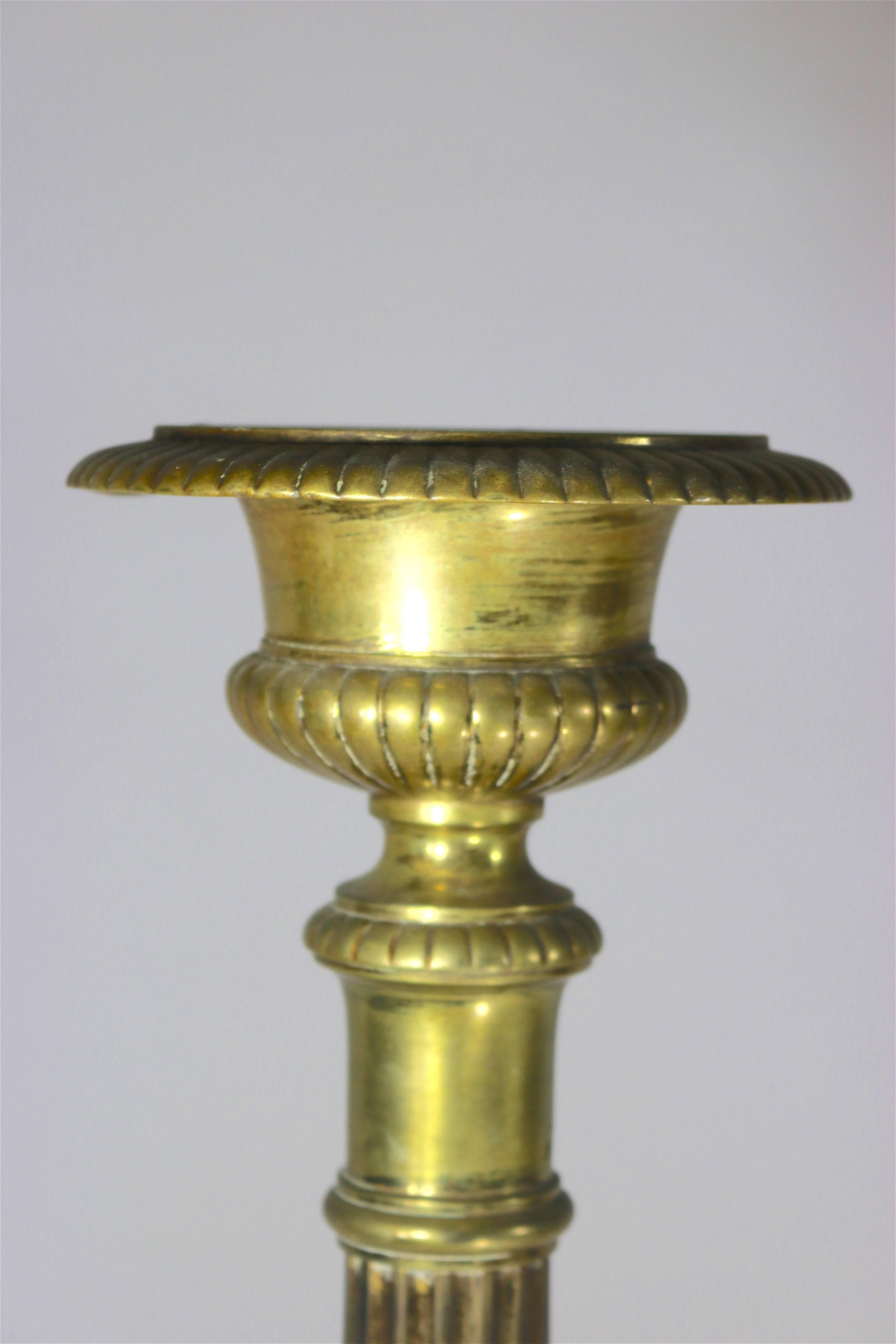 19th Century 1800s Monumental Brass Pricket Candlesticks, Renaissance Revival-Harkness Estate For Sale