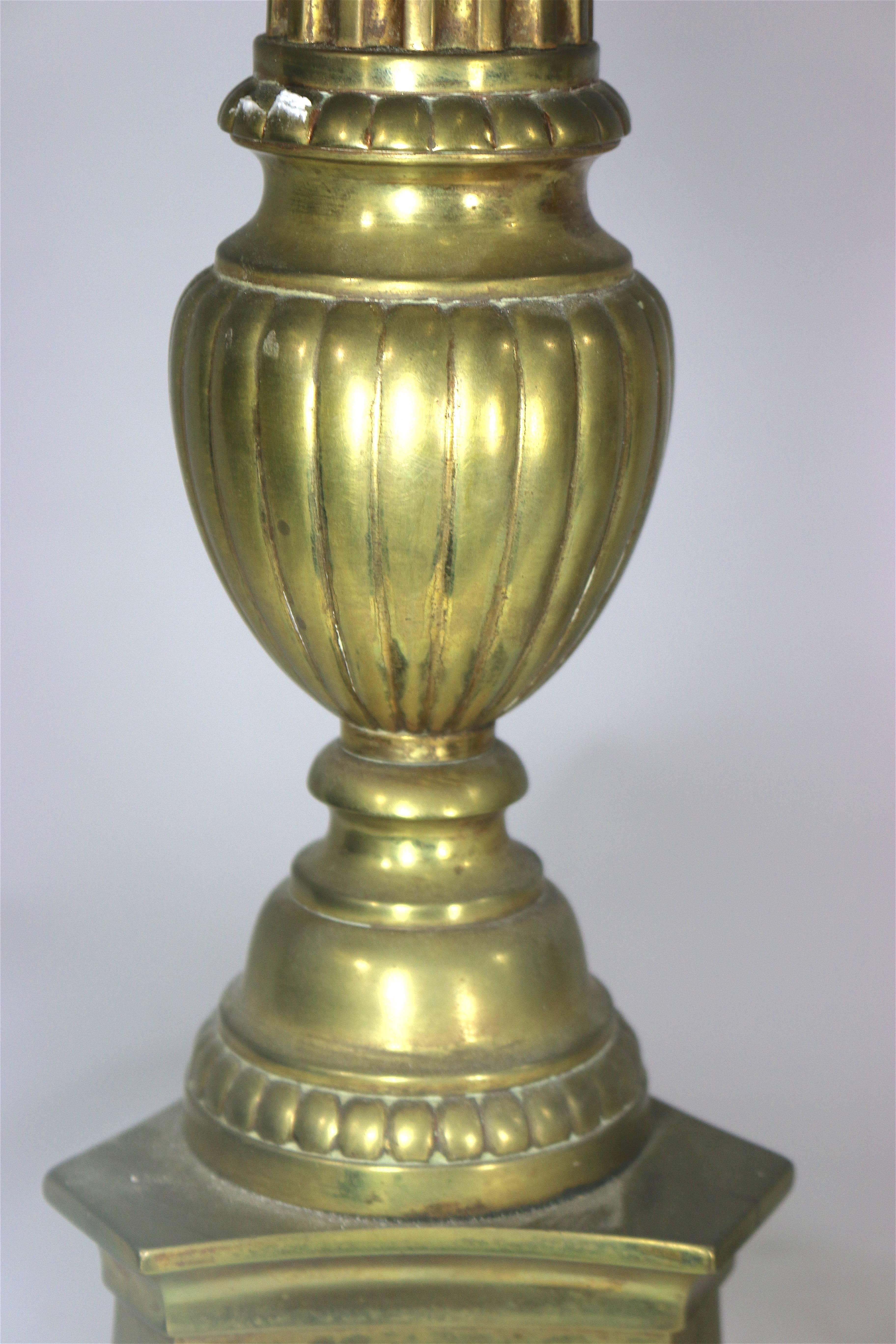 1800s Monumental Brass Pricket Candlesticks, Renaissance Revival-Harkness Estate For Sale 1