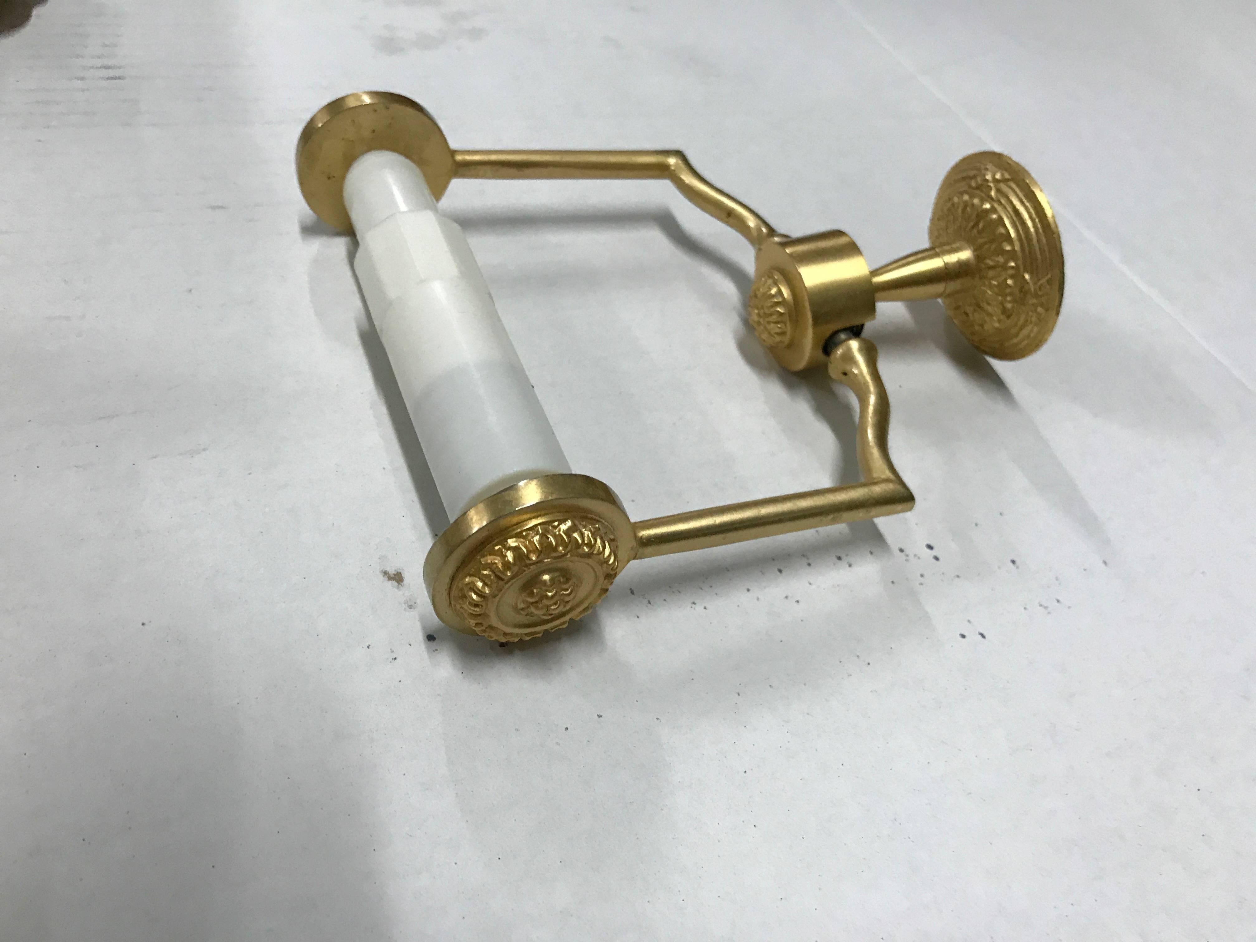 Gold Plate Luxe Sherle Wagner Rare Recessed Toilet Tissue Holder 22K GP