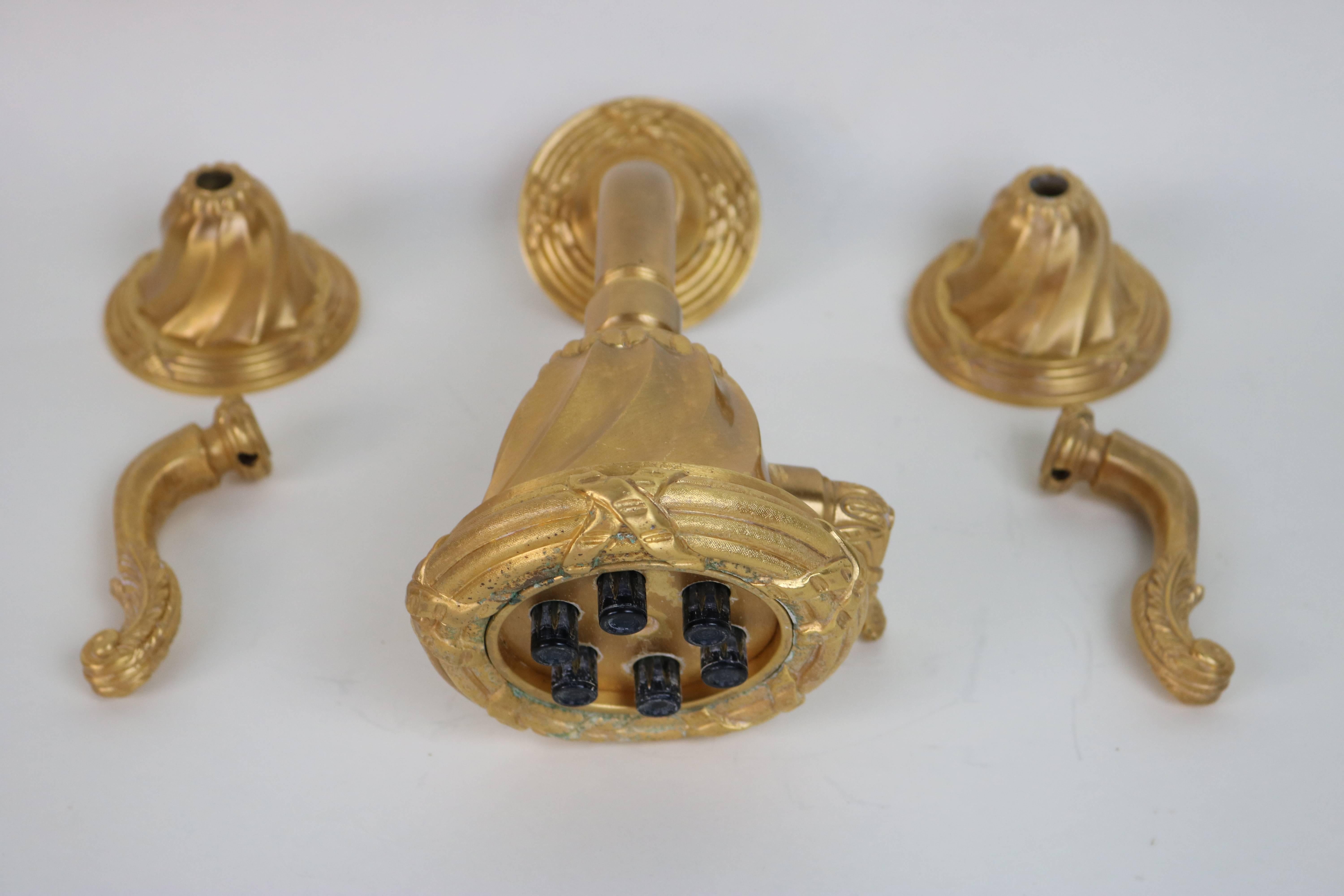 Luxe 22-Karat Gold Plate Sherle Wagner Faucet Set In Good Condition In West Palm Beach, FL